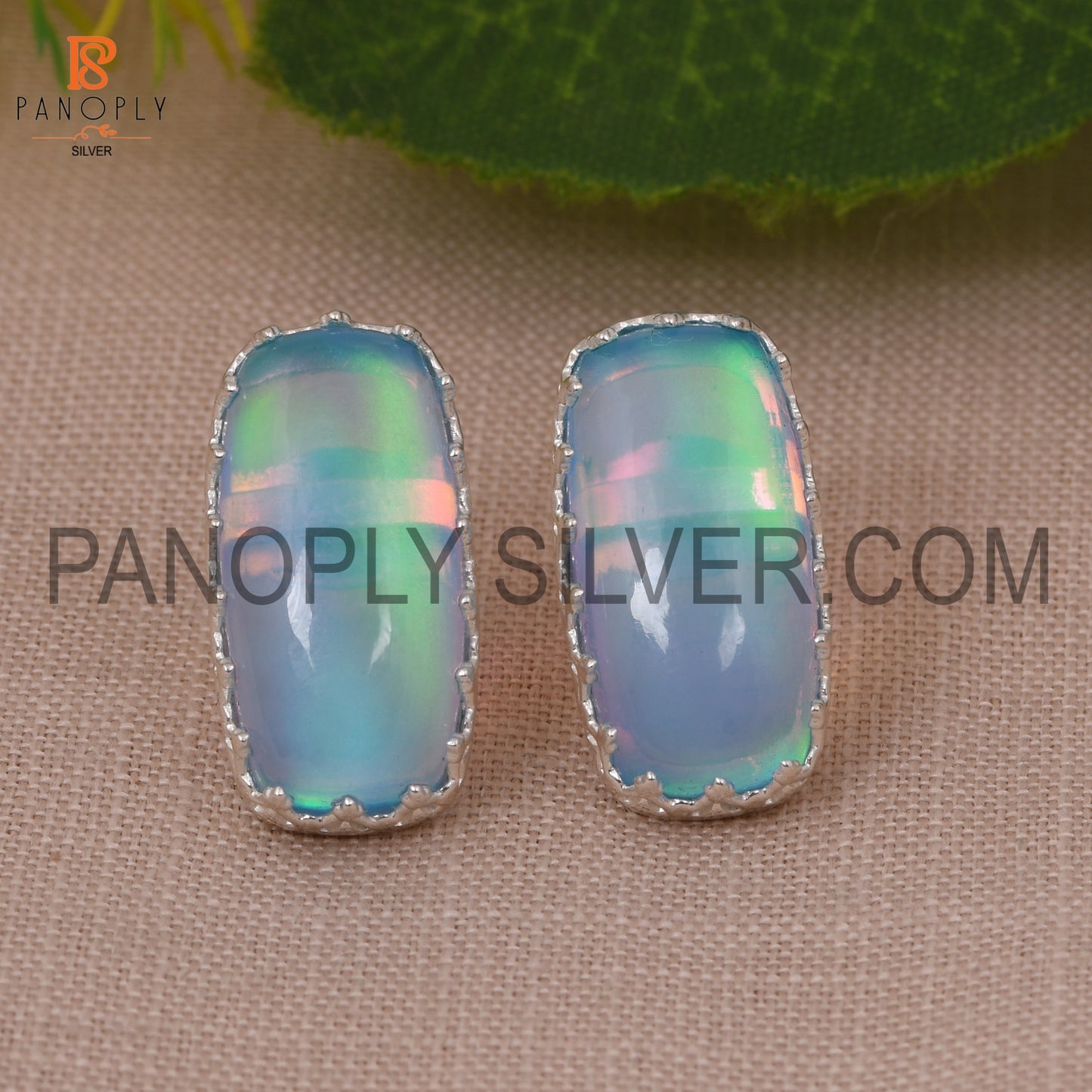 Beautiful Cabushion Cushion Aurora Opal Sky Studs For Women