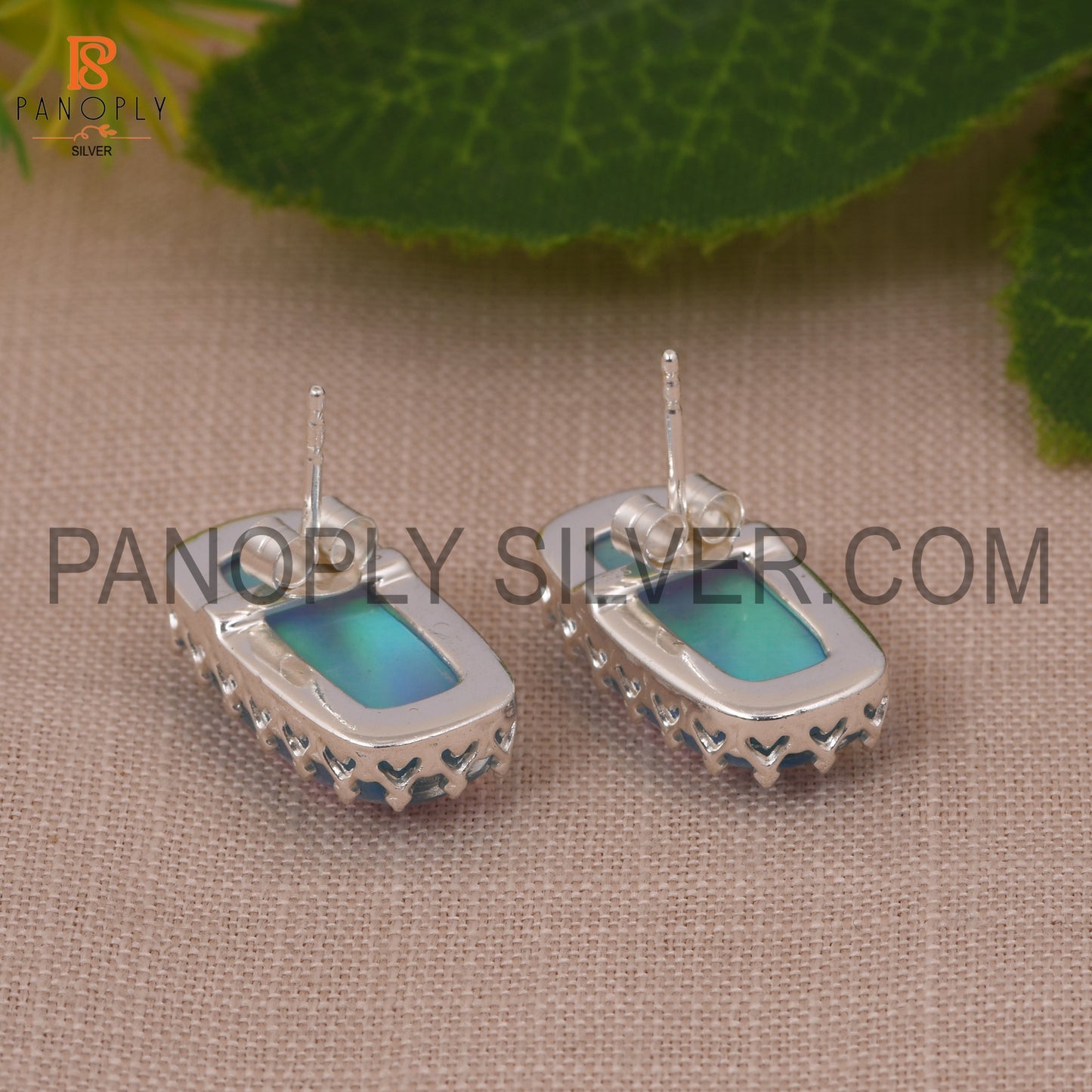 Beautiful Cabushion Cushion Aurora Opal Sky Studs For Women