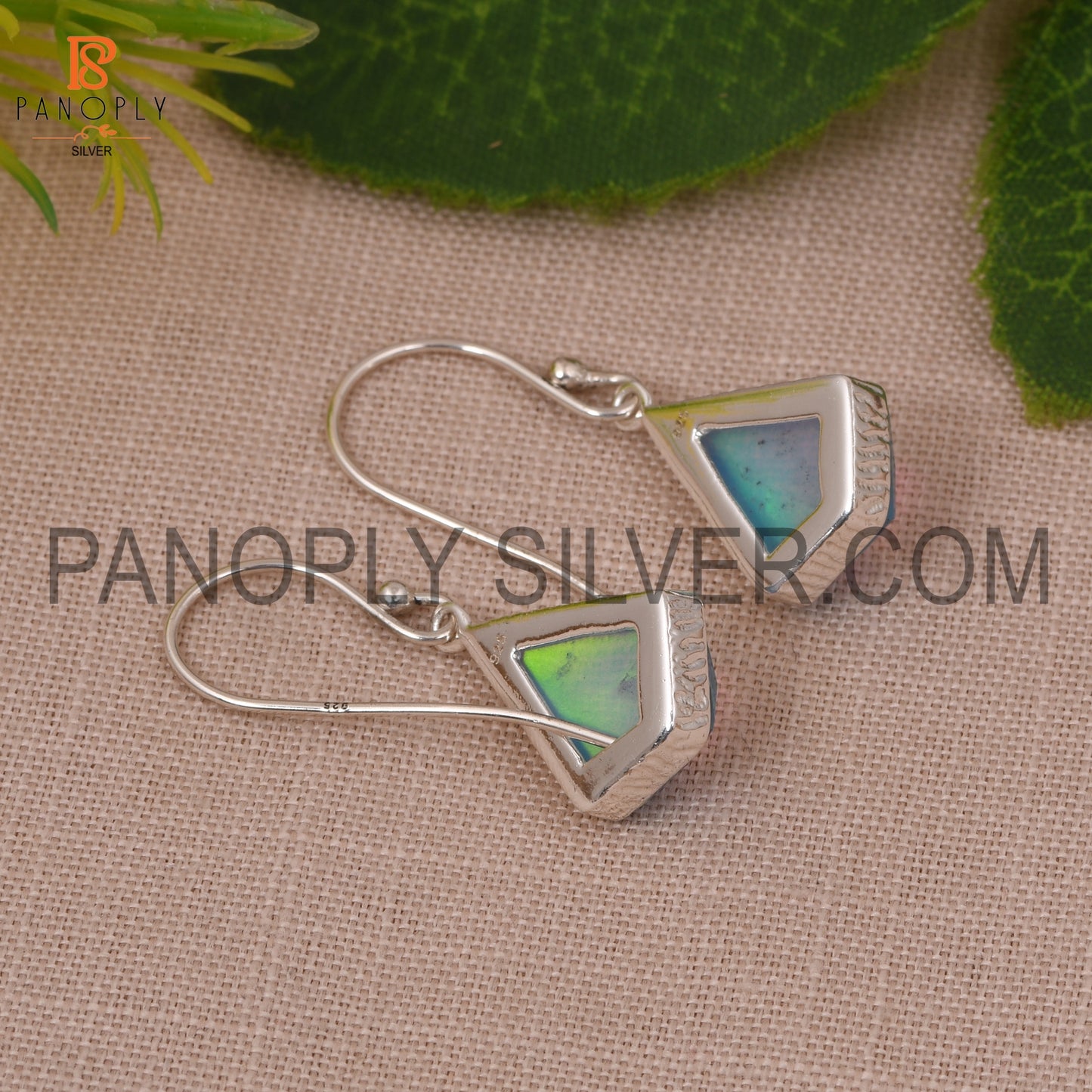 Kite Shape Aurora Opal Sky 925 Silver Dangle Earrings For Women