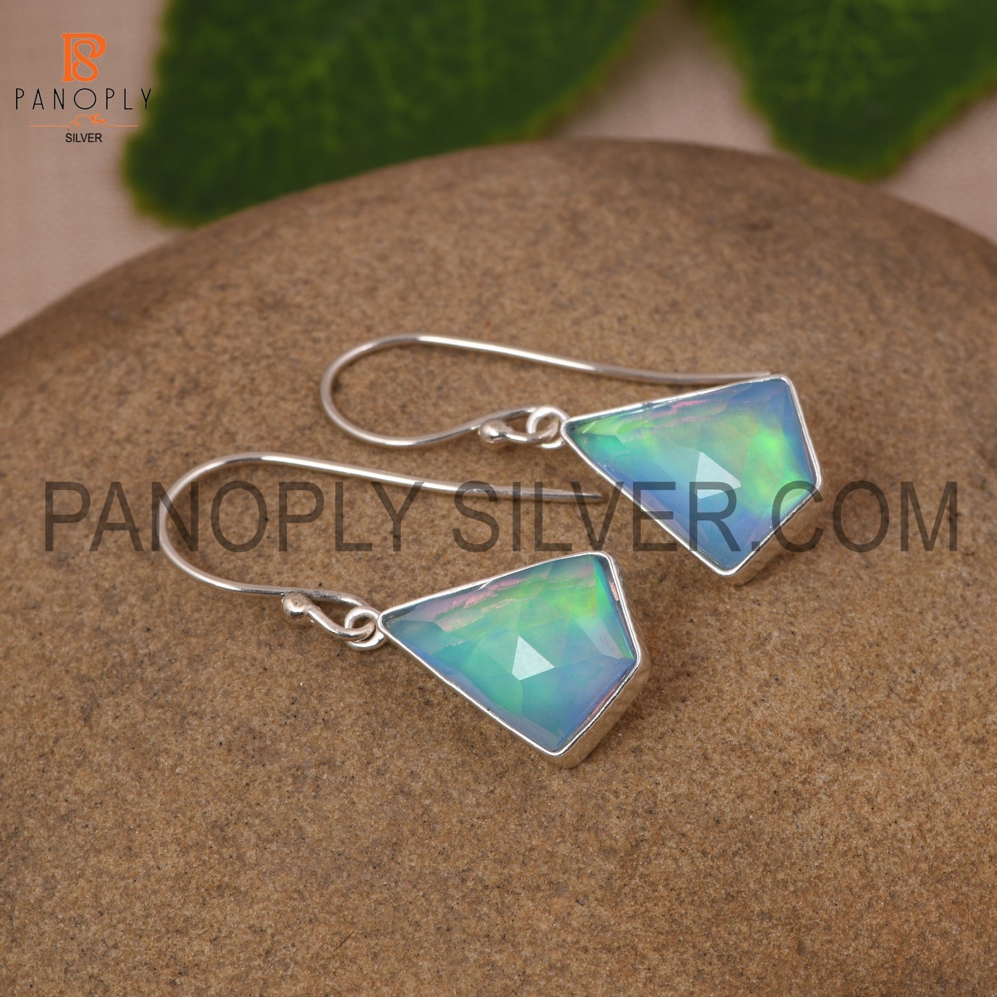 Kite Shape Aurora Opal Sky 925 Silver Dangle Earrings For Women