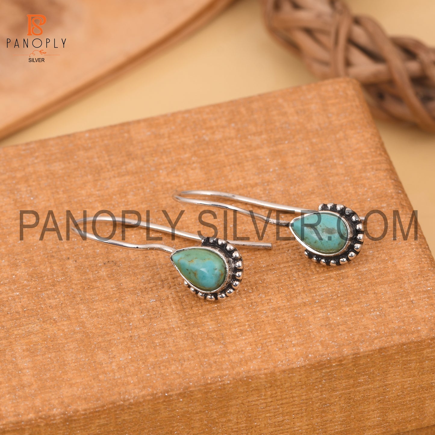 Kingman Turquoise 925 Quality Fish Hook Earrings