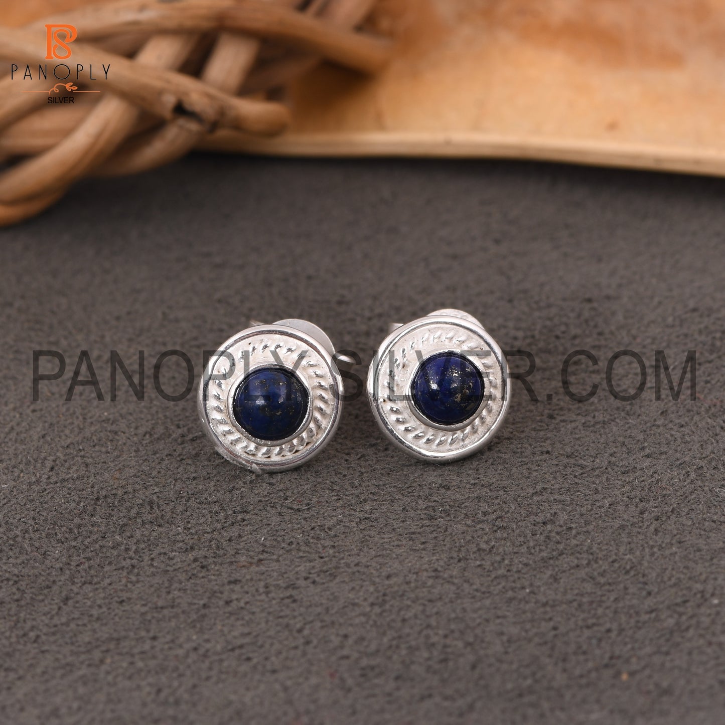 Lapis 925 Silver Plated Push Back Handmade Earring