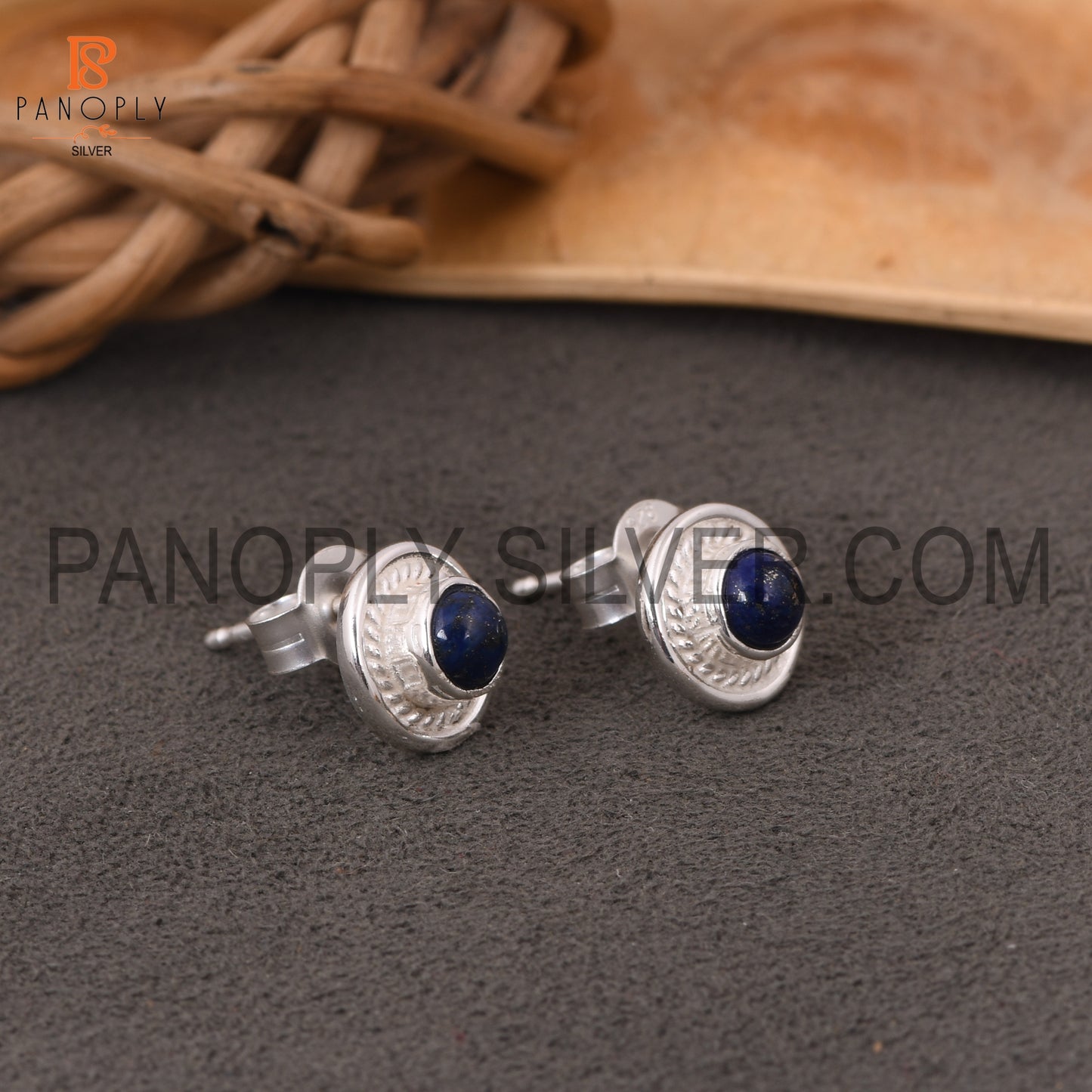 Lapis 925 Silver Plated Push Back Handmade Earring