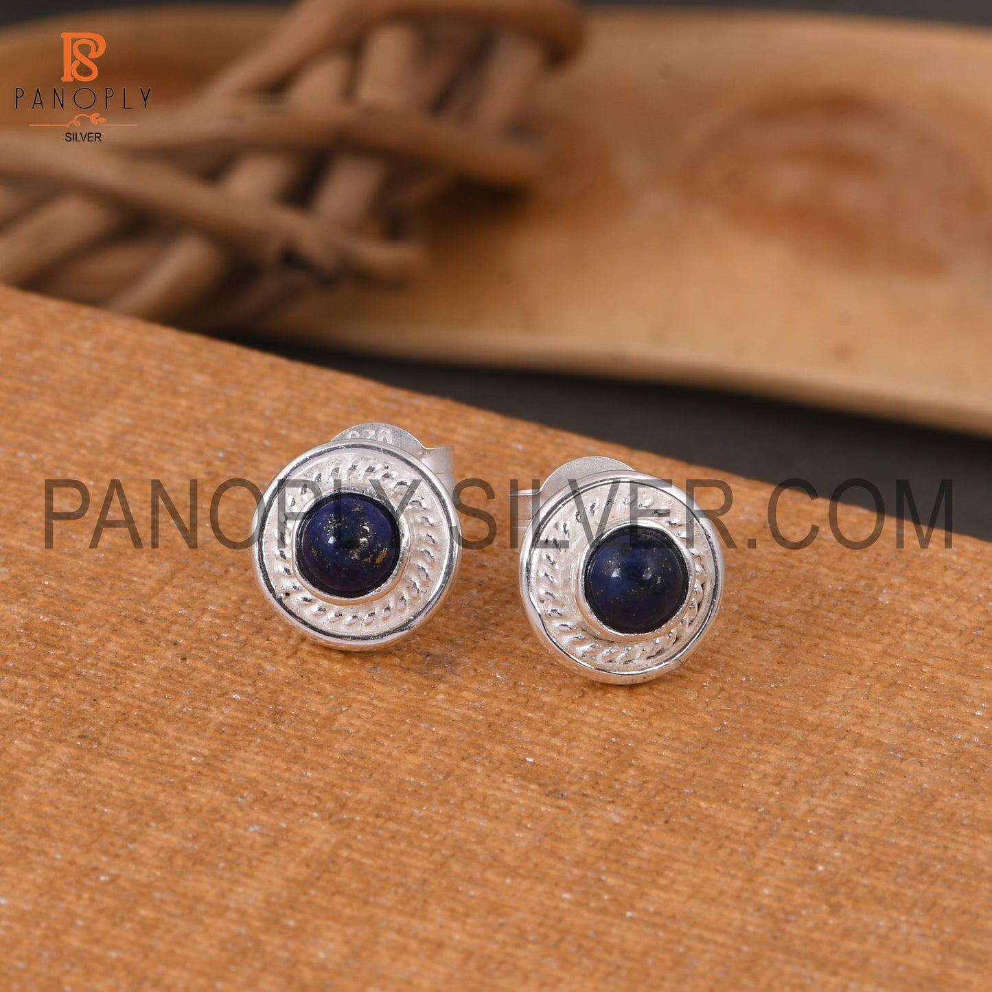 Lapis 925 Silver Plated Push Back Handmade Earring