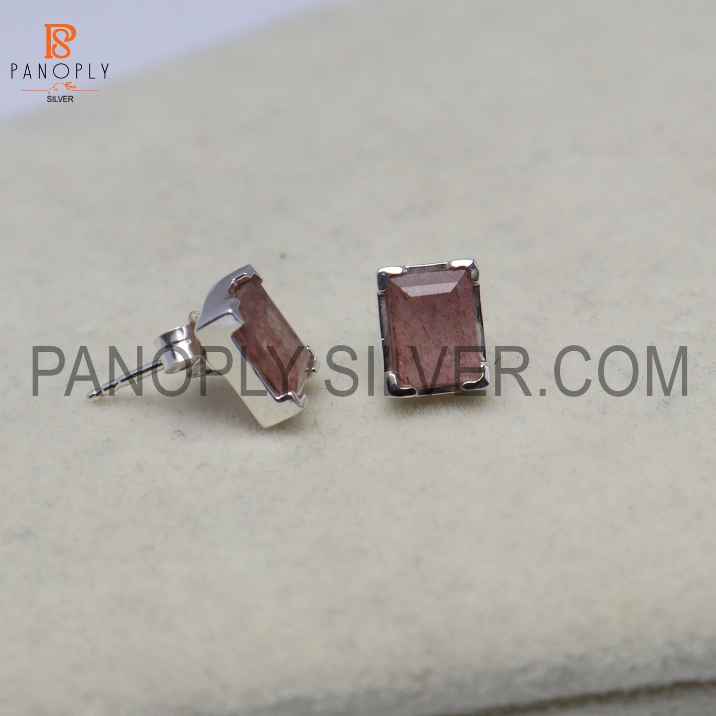 925 Quality Silver Baguette Shape Gem Stud Gift For Women's