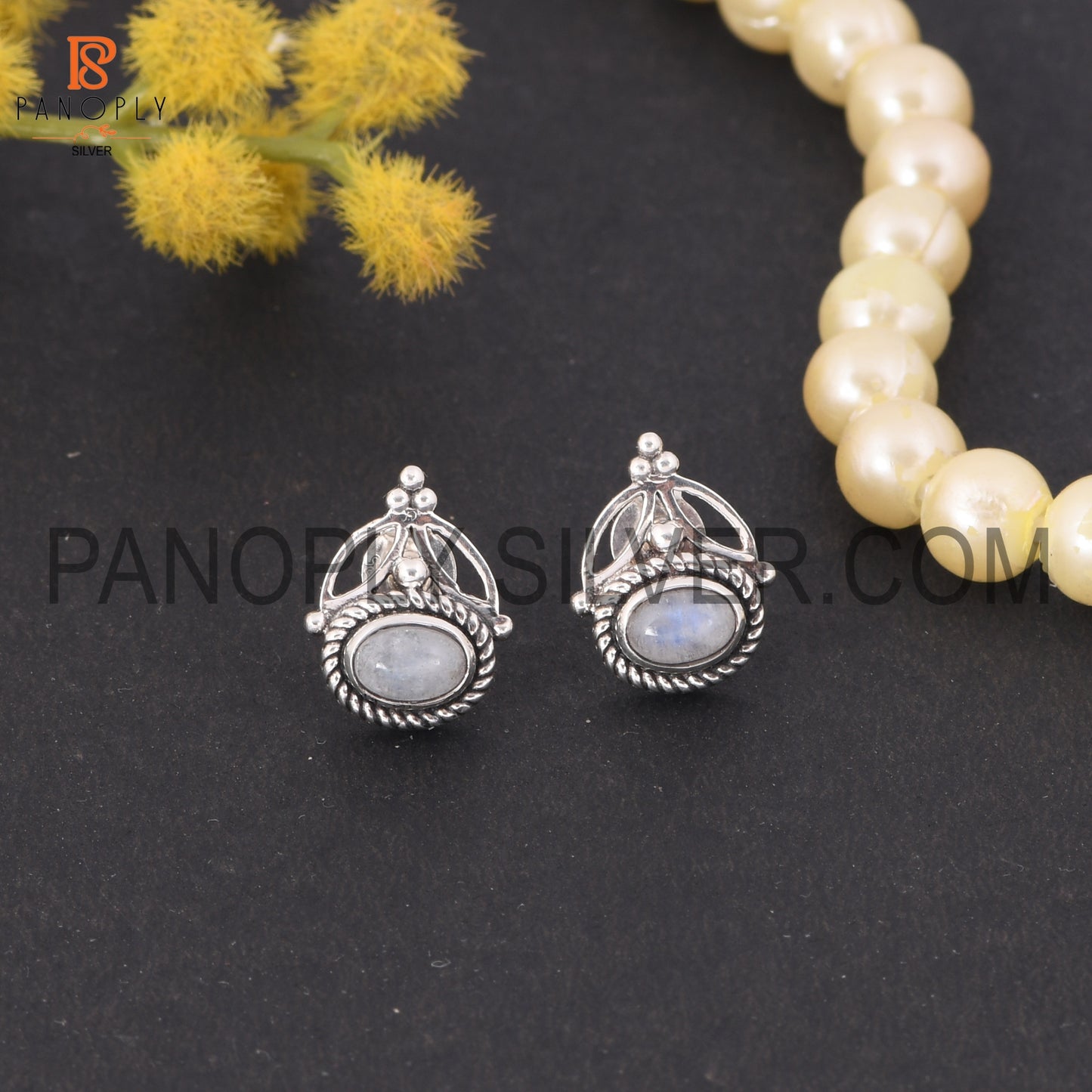 Rainbow Moonstone Birthstone Stud Earring Birthday Jewelry