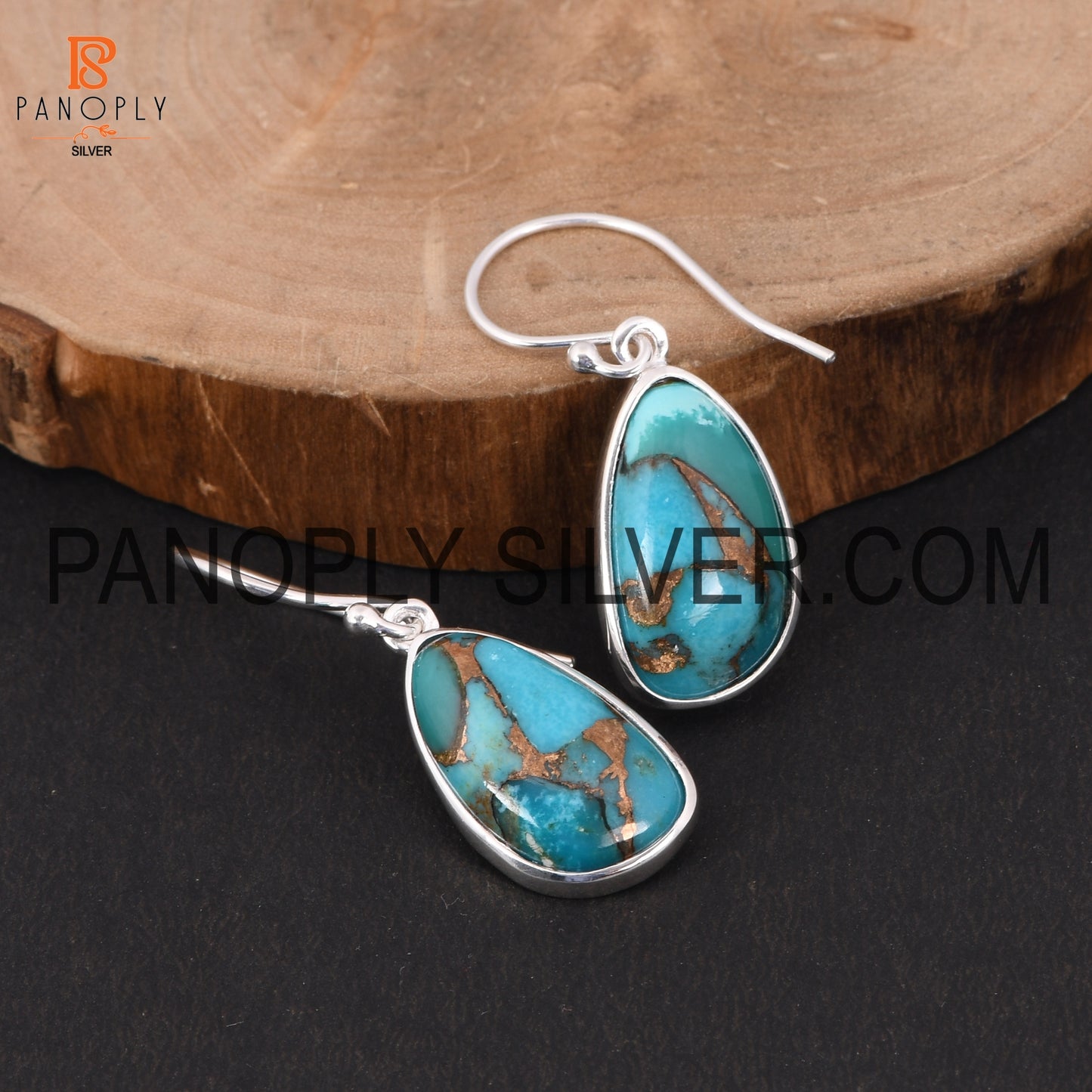 Mojave Copper Turquoise Stone 925 Silver Wedding Earring