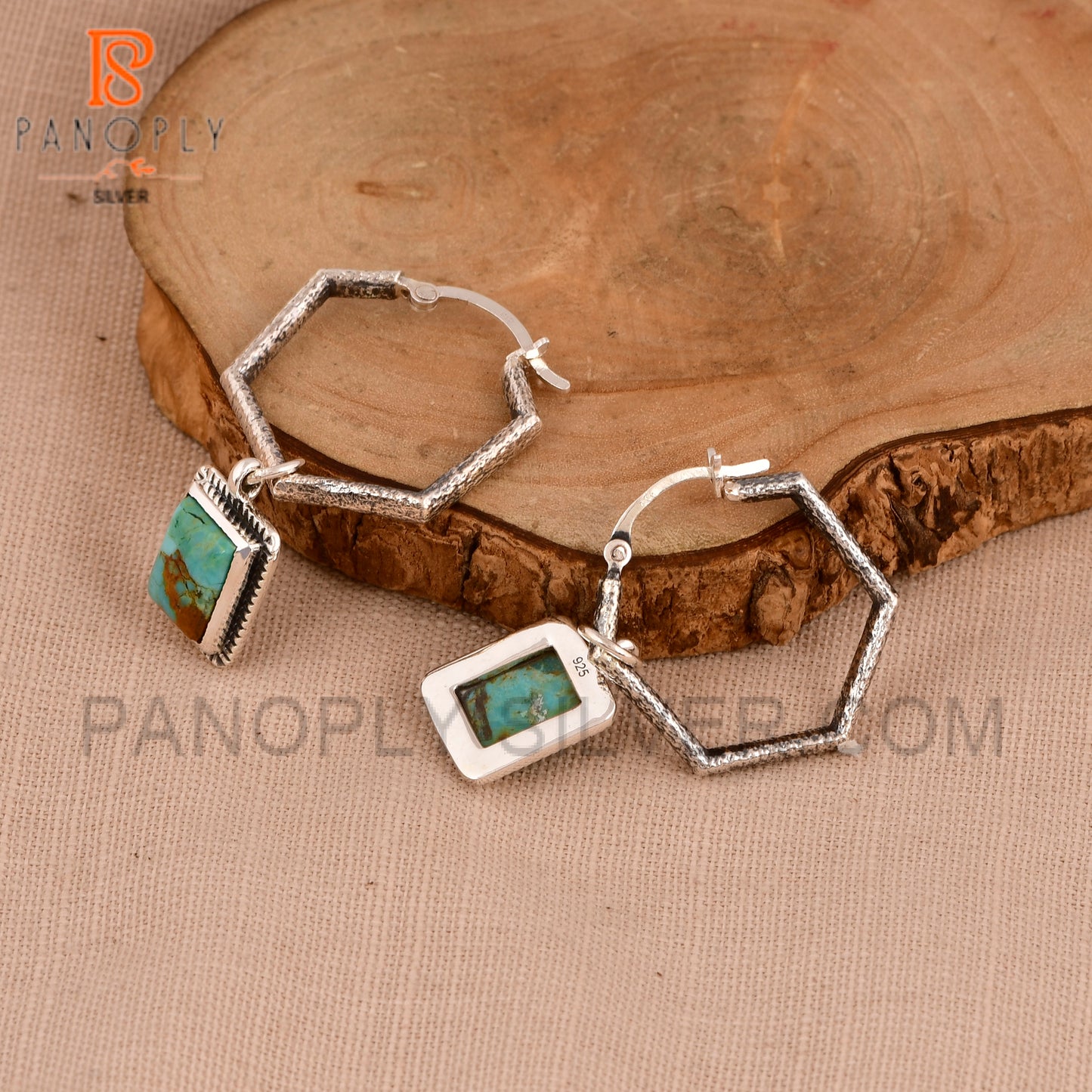 December Birthstone Kingman Turquoise Hoop Earrings For Women