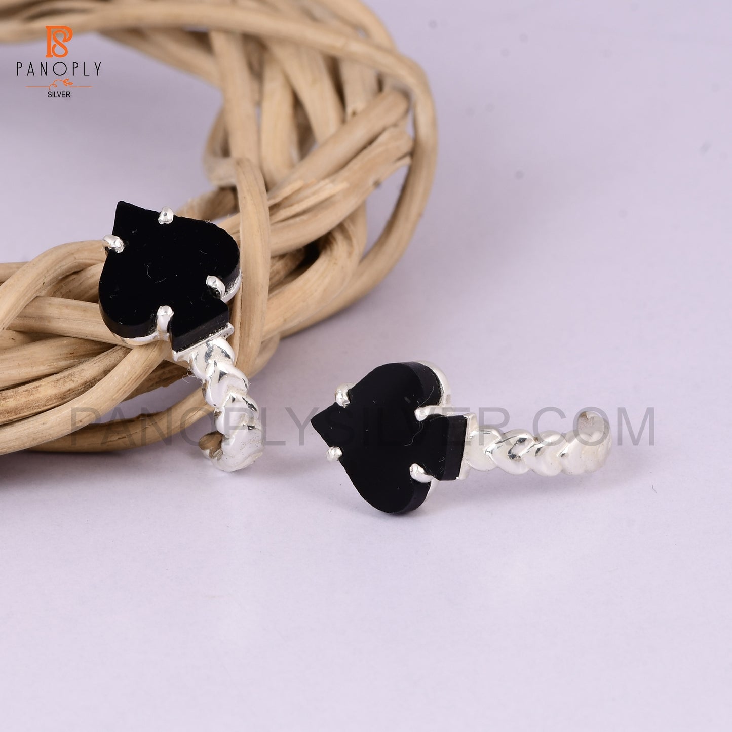 Black Onyx Ace of Spades Sterling Silver Stud Earrings – Poker-Inspired Jewelry