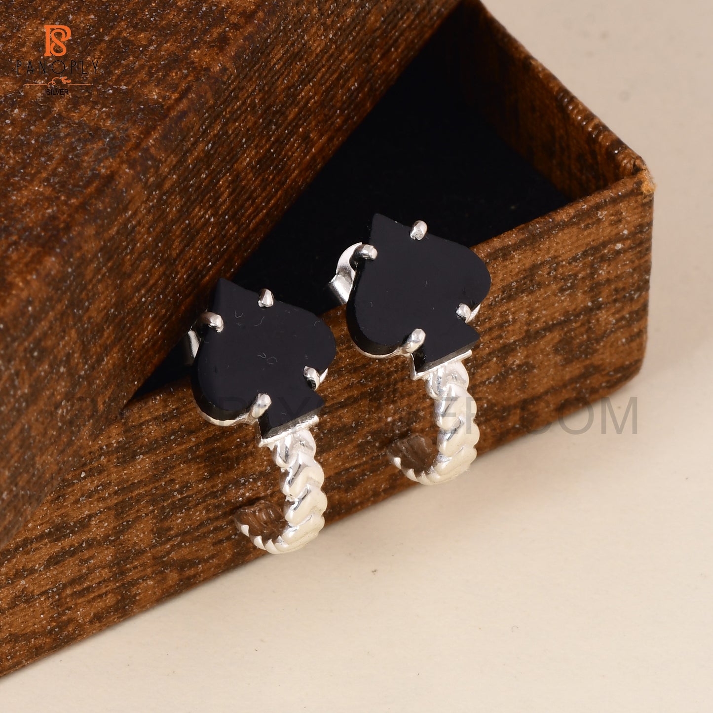 Black Onyx Ace of Spades Sterling Silver Stud Earrings – Poker-Inspired Jewelry