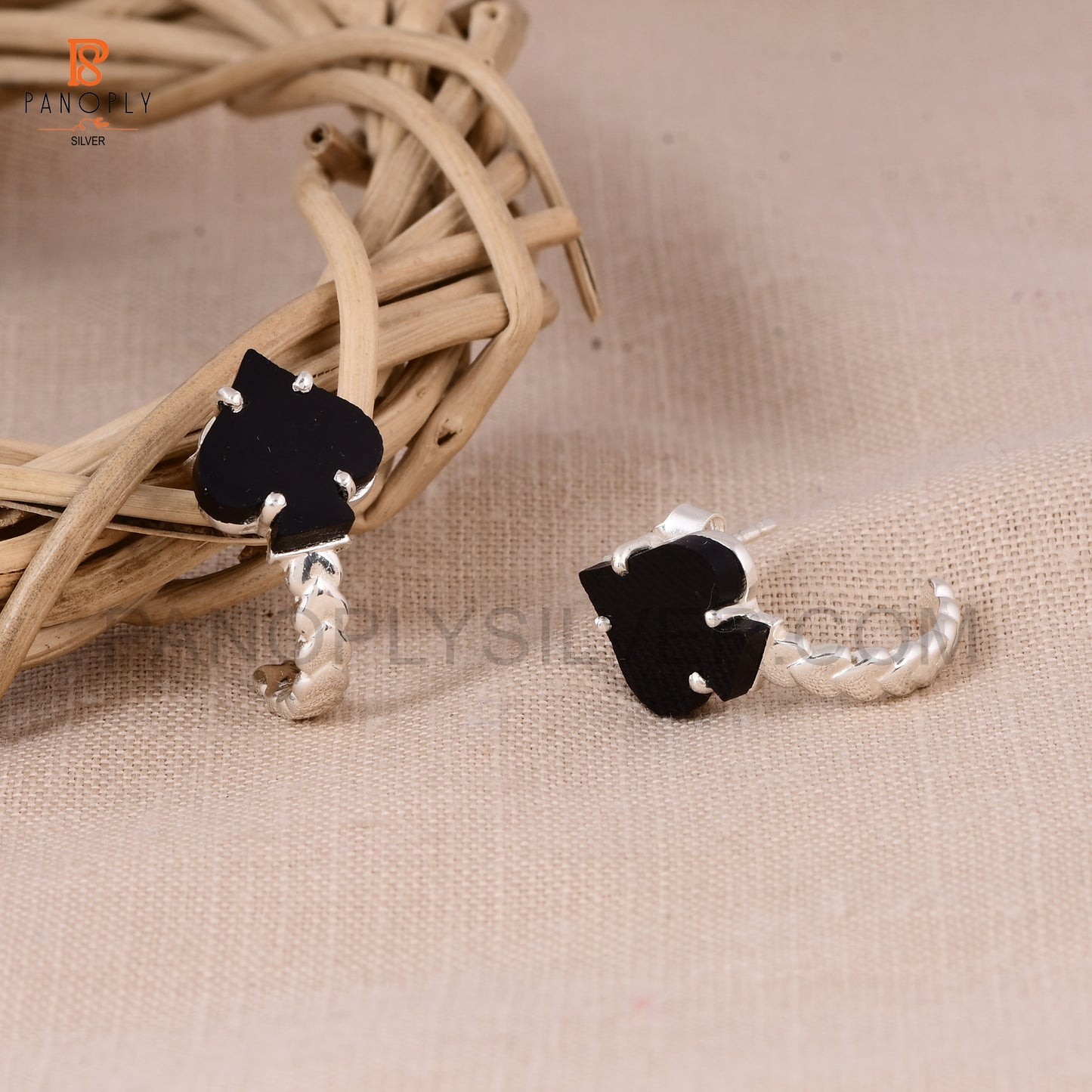 Black Onyx Ace of Spades Sterling Silver Stud Earrings – Poker-Inspired Jewelry