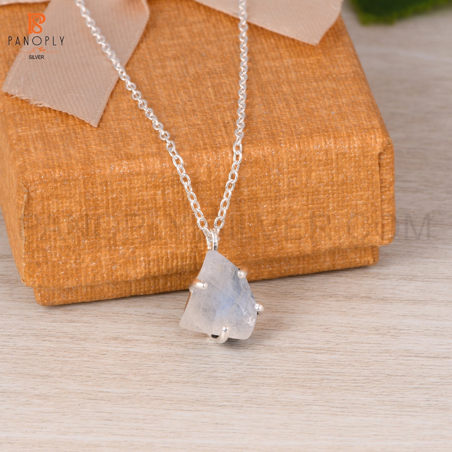 Rainbow Moonstone 925 Quality Rough Cut Silver Pendant