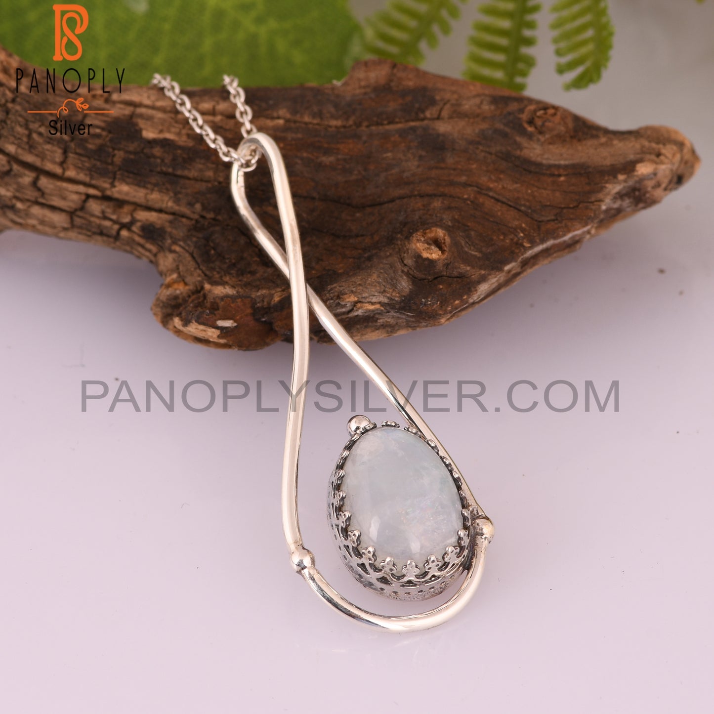 Rainbow Moonstone 925 Sterling Silver Lightweight Pendant