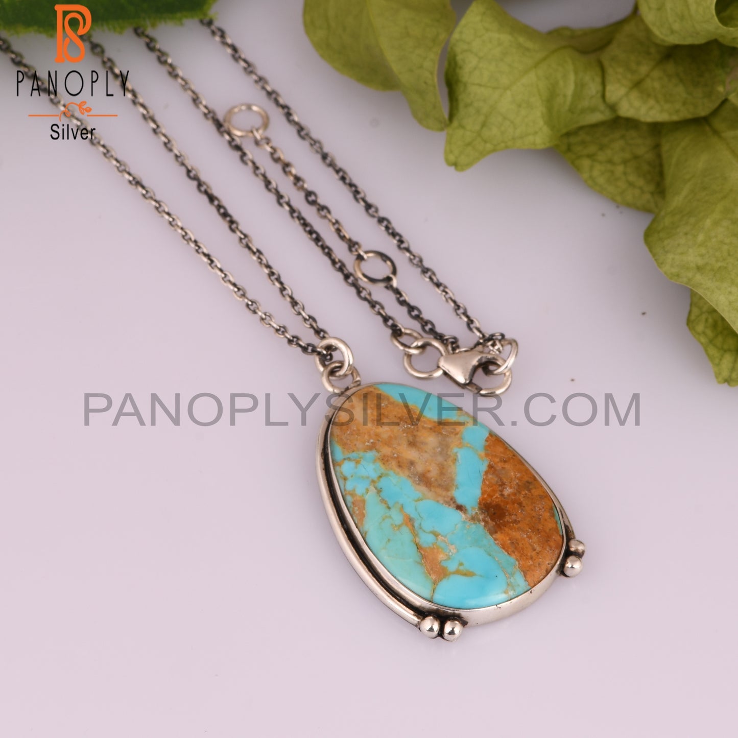 Kingman Turquoise 925 Stamp Sterling Silver Pendant