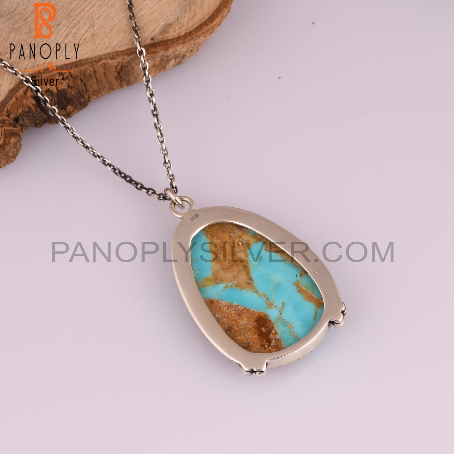 Kingman Turquoise 925 Stamp Sterling Silver Pendant