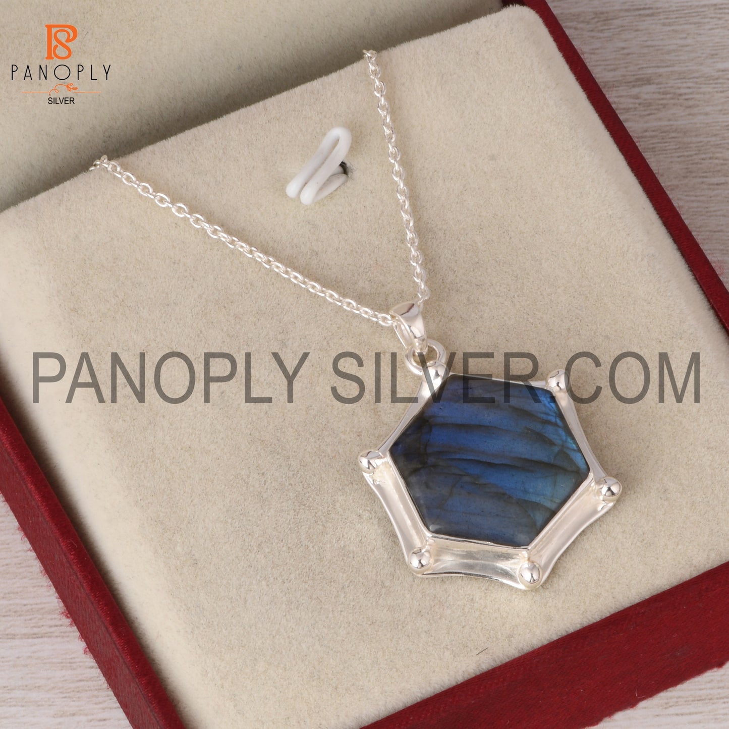 Hexagon Shape 925 Silver Pendant and Necklace Boho Jewelry