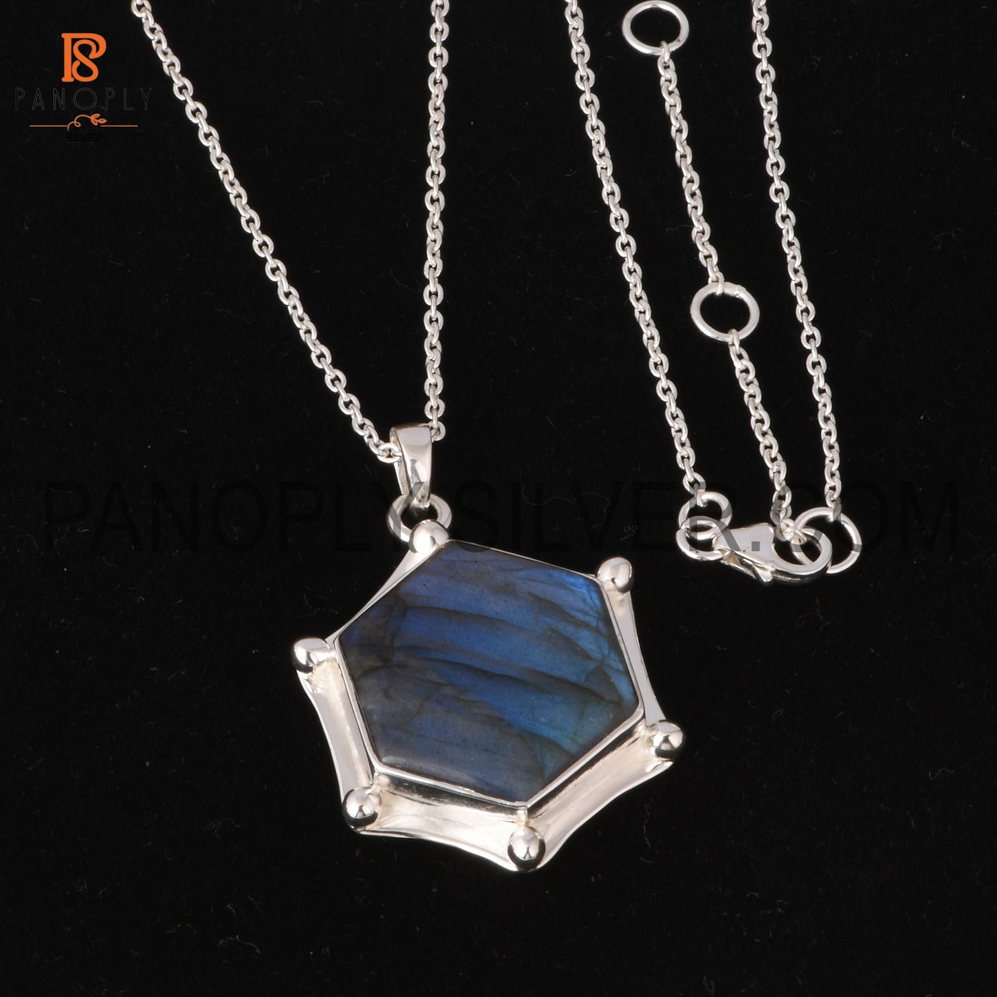 Hexagon Shape 925 Silver Pendant and Necklace Boho Jewelry