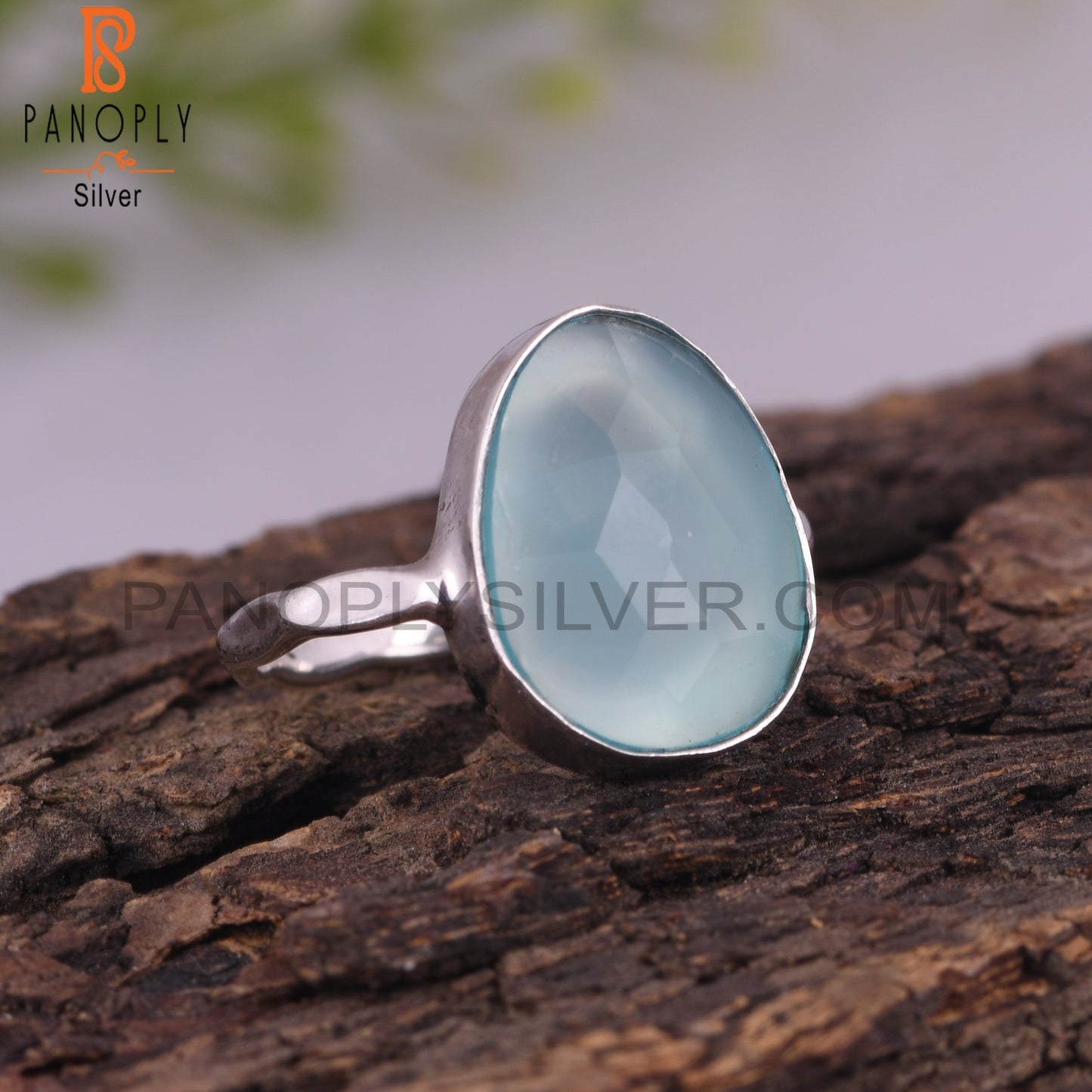 Natural Attractive Aqua Chalcedony 925 Sterling Silver Rings