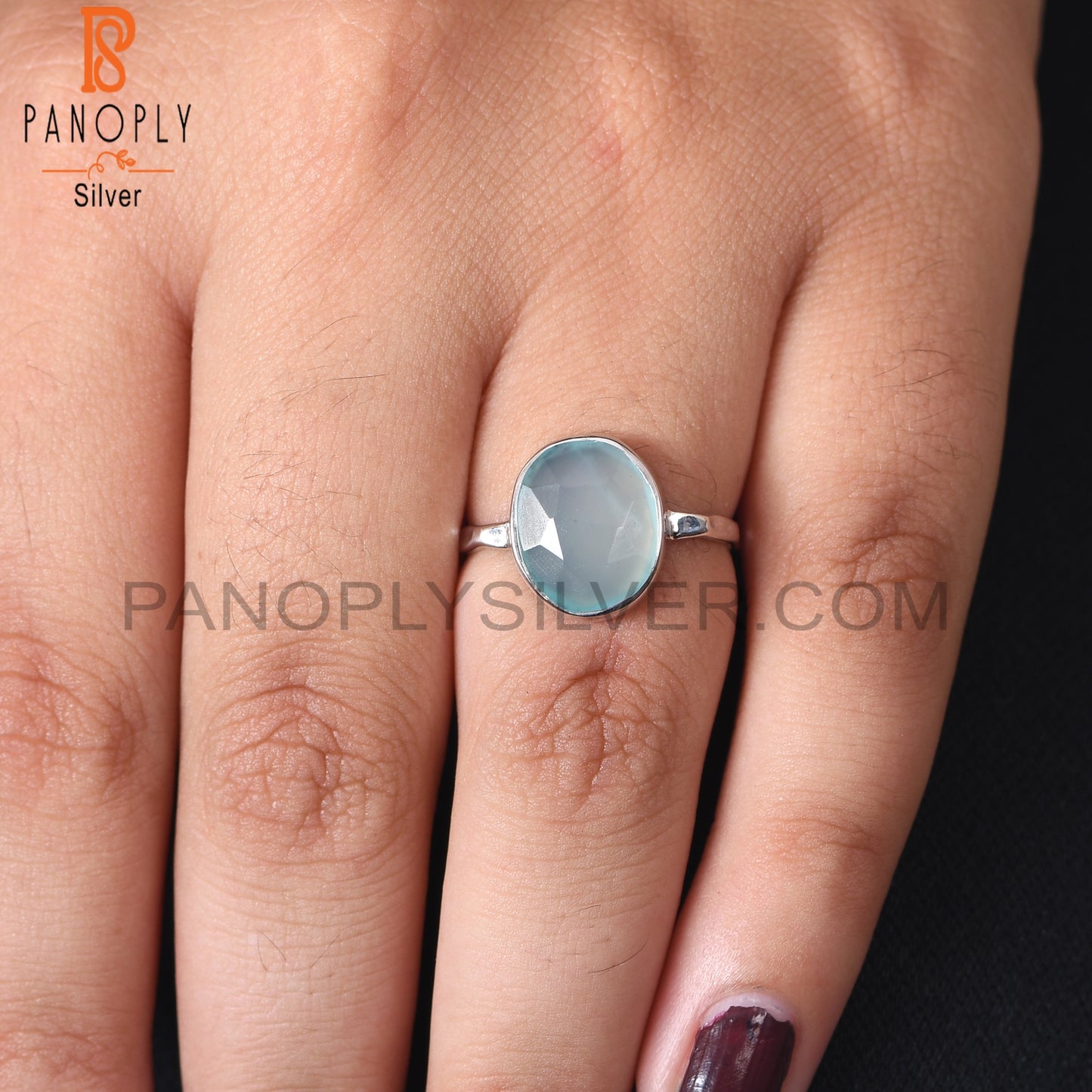 Blue Gemstone Rough Chalcedony Rings
