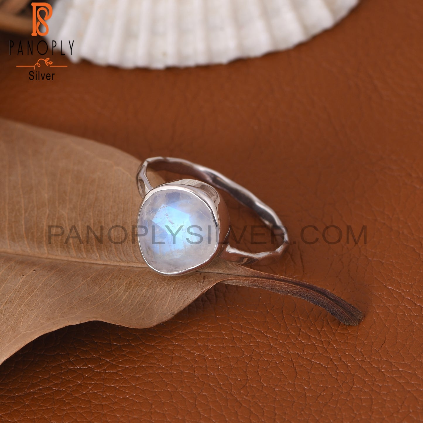 Rainbow 925 Silver Rough Moonstone Rings