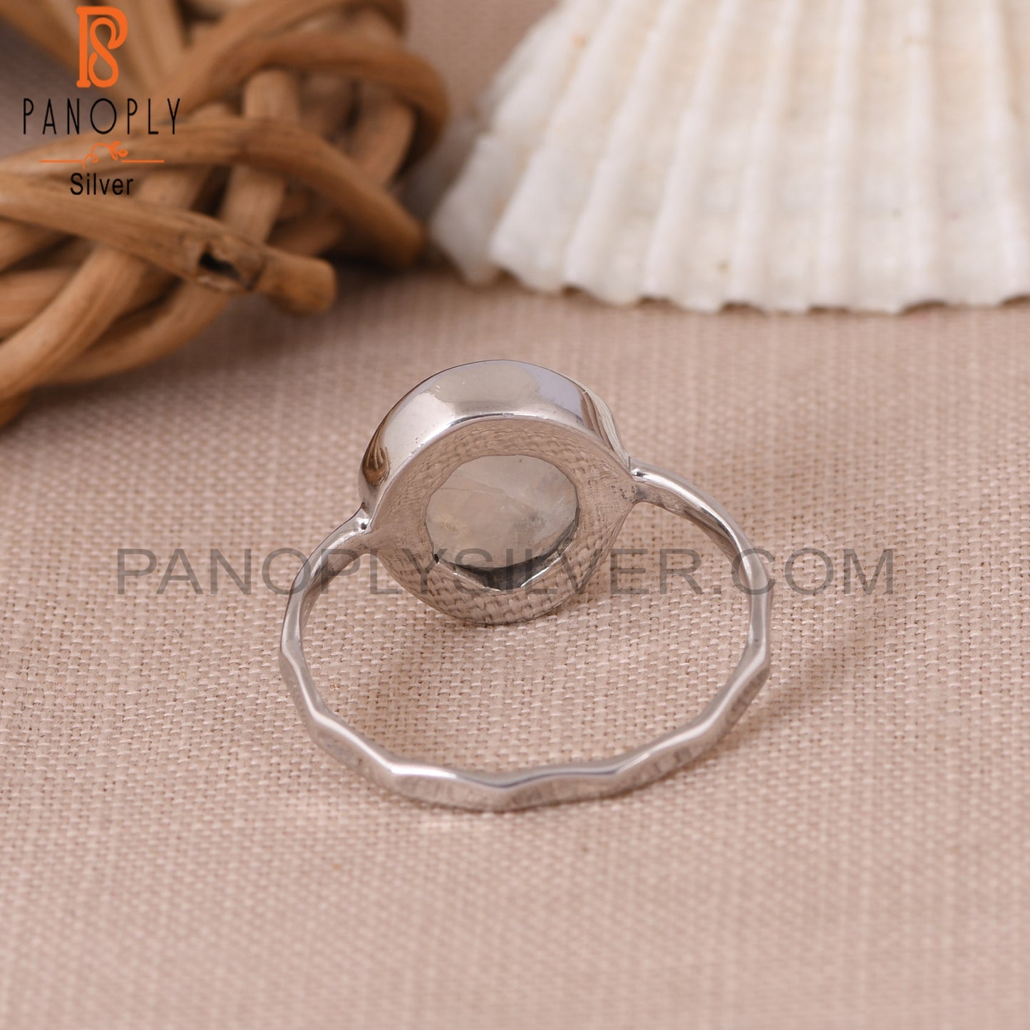 Rainbow 925 Silver Rough Moonstone Rings