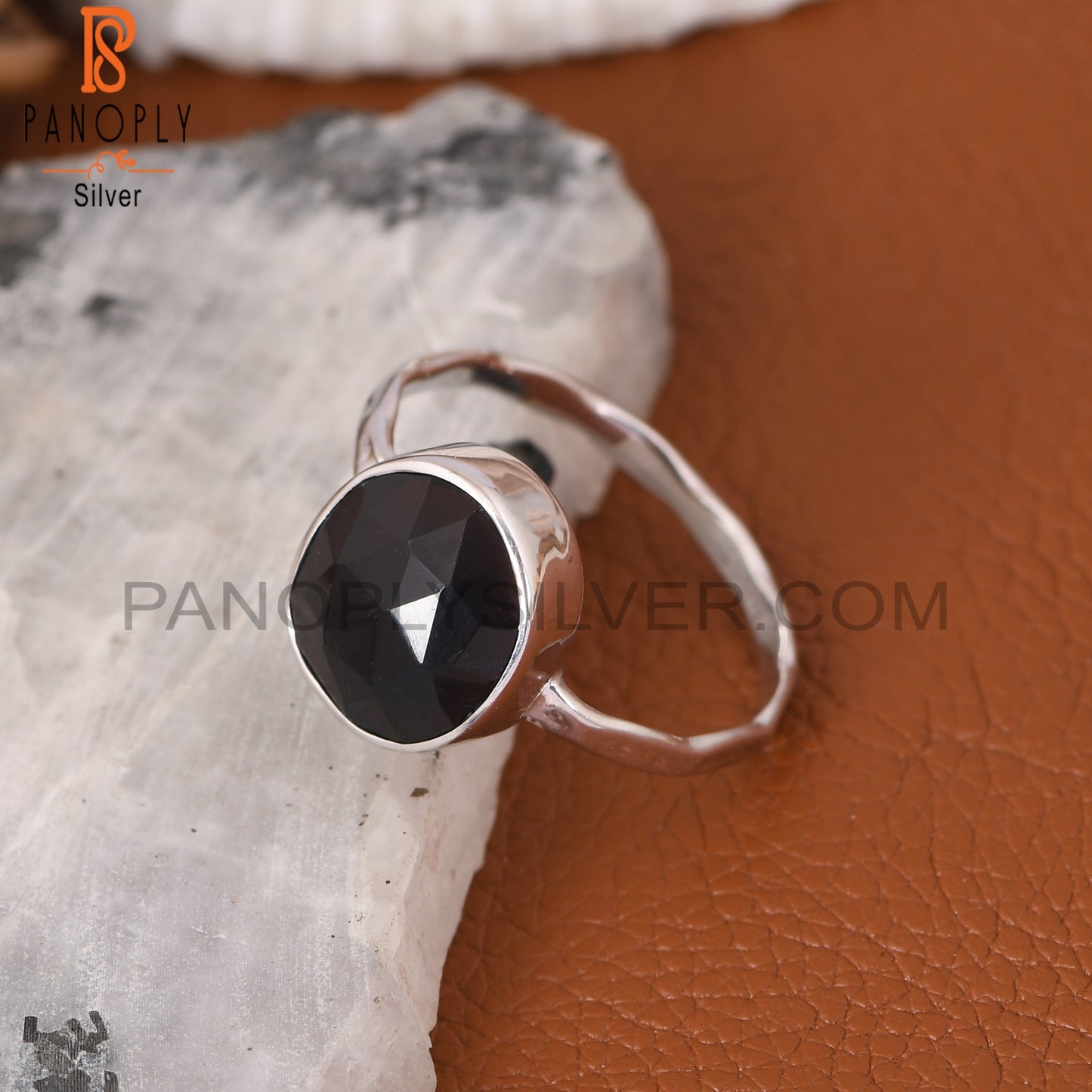 Multi Checkerboard Black Onyx 925 Silver Rings