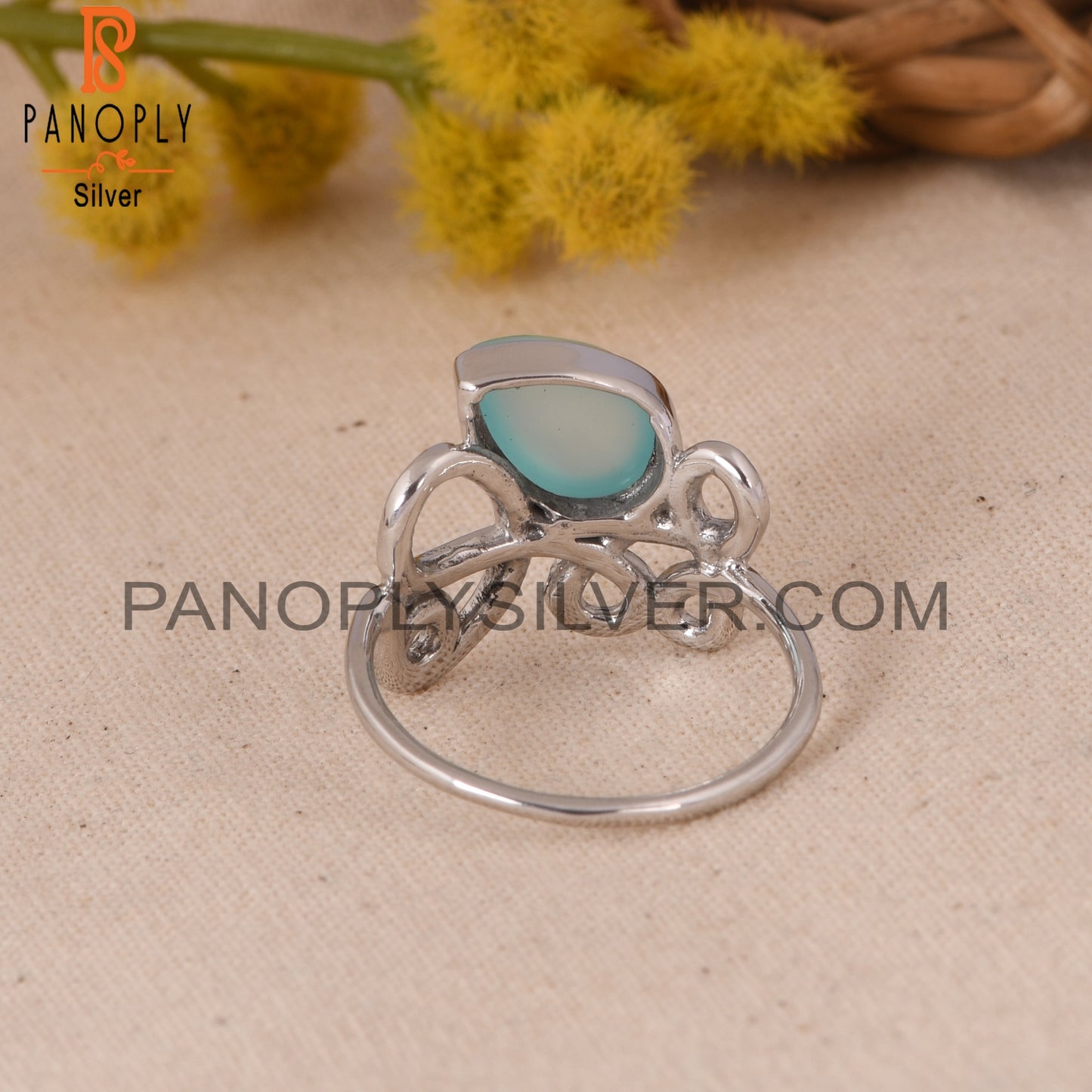 Aqua Chalcedony Filigree Rings