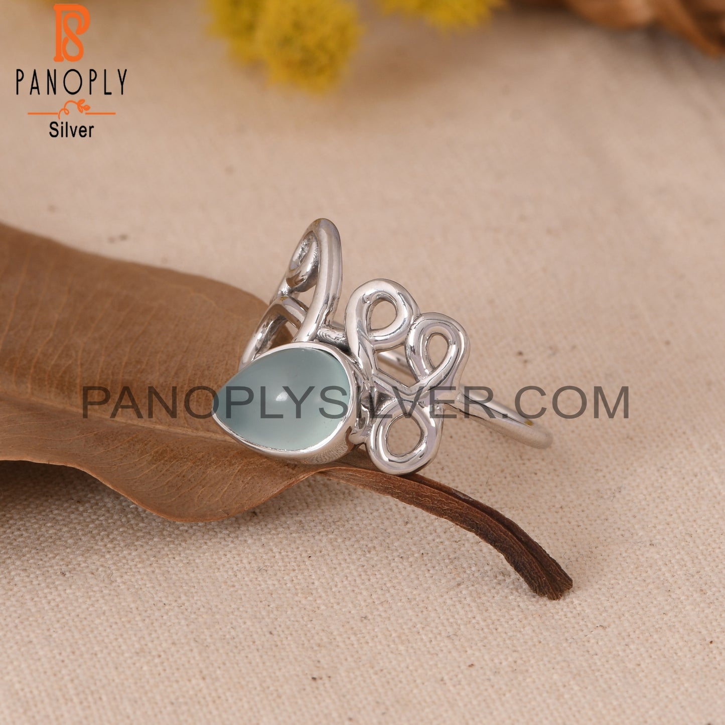Aqua Chalcedony Filigree Rings