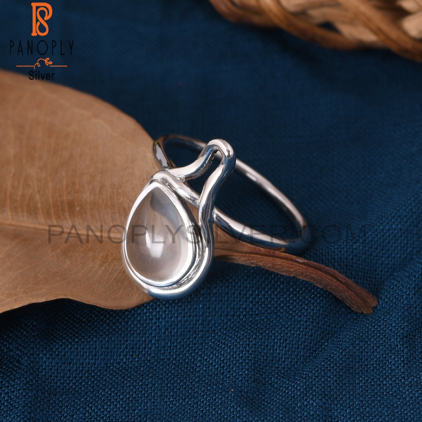 925 Silver Designer Crystal Quartz Pear Ring Jewelry