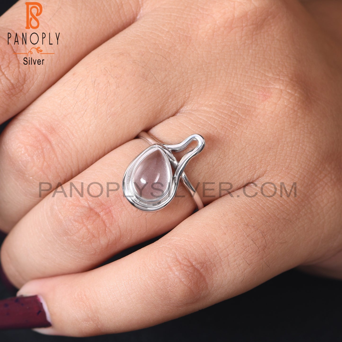 925 Silver Designer Crystal Quartz Pear Ring Jewelry