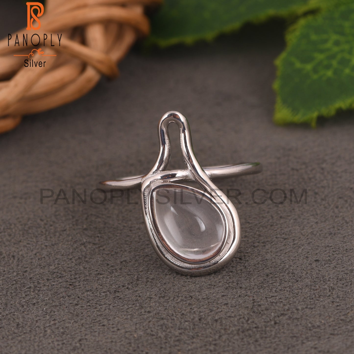 925 Silver Designer Crystal Quartz Pear Ring Jewelry