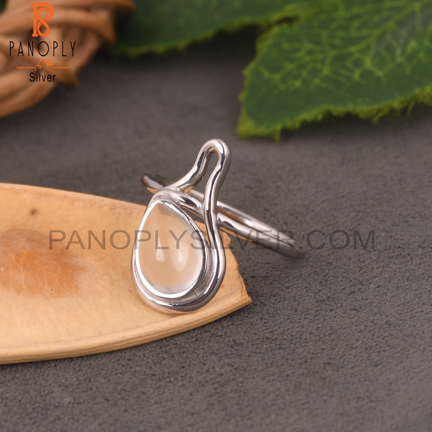 925 Silver Designer Crystal Quartz Pear Ring Jewelry