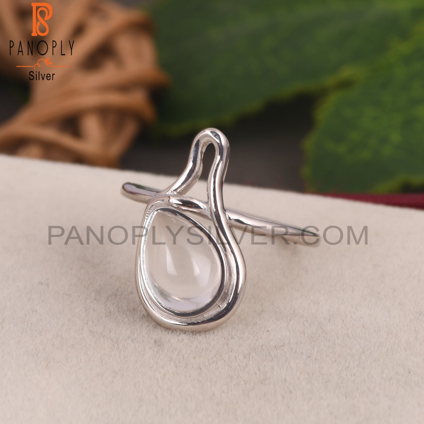 925 Silver Designer Crystal Quartz Pear Ring Jewelry