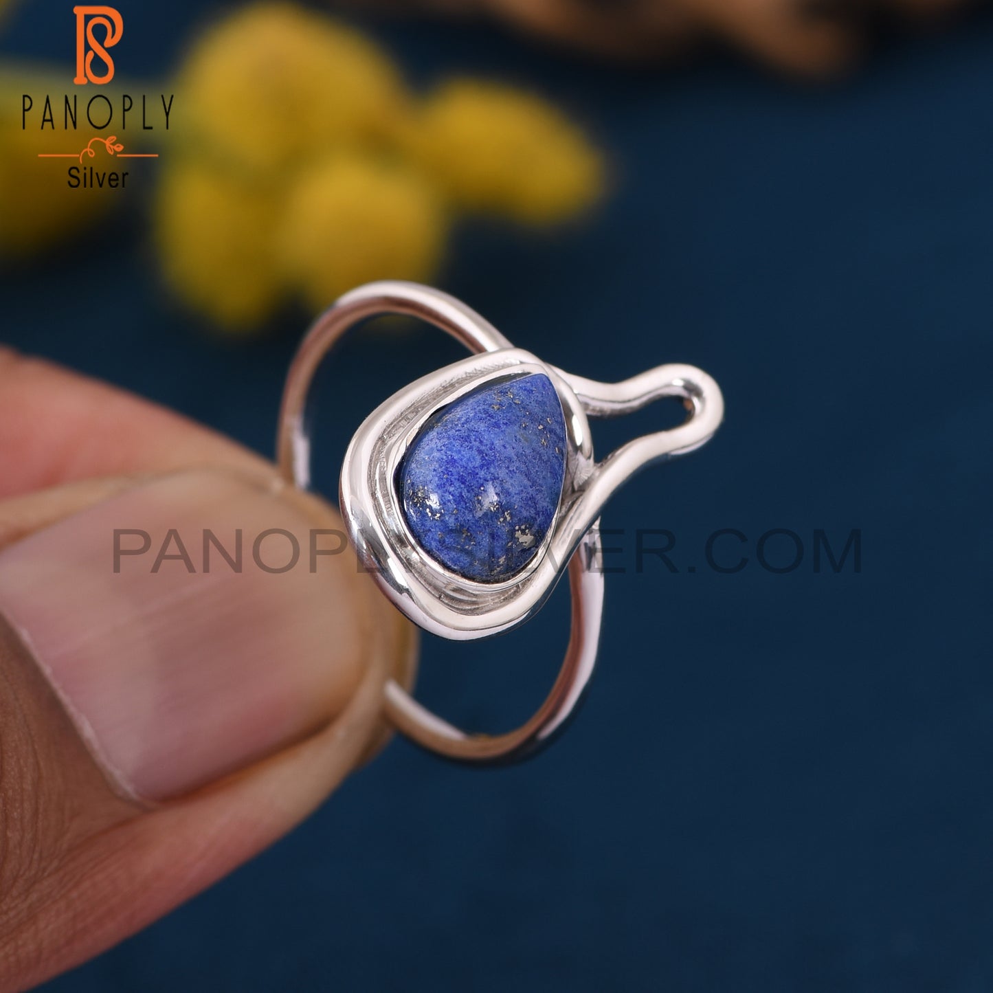 Nature Lapis Lazuli Inspired 925 Silver Ring Jewelry