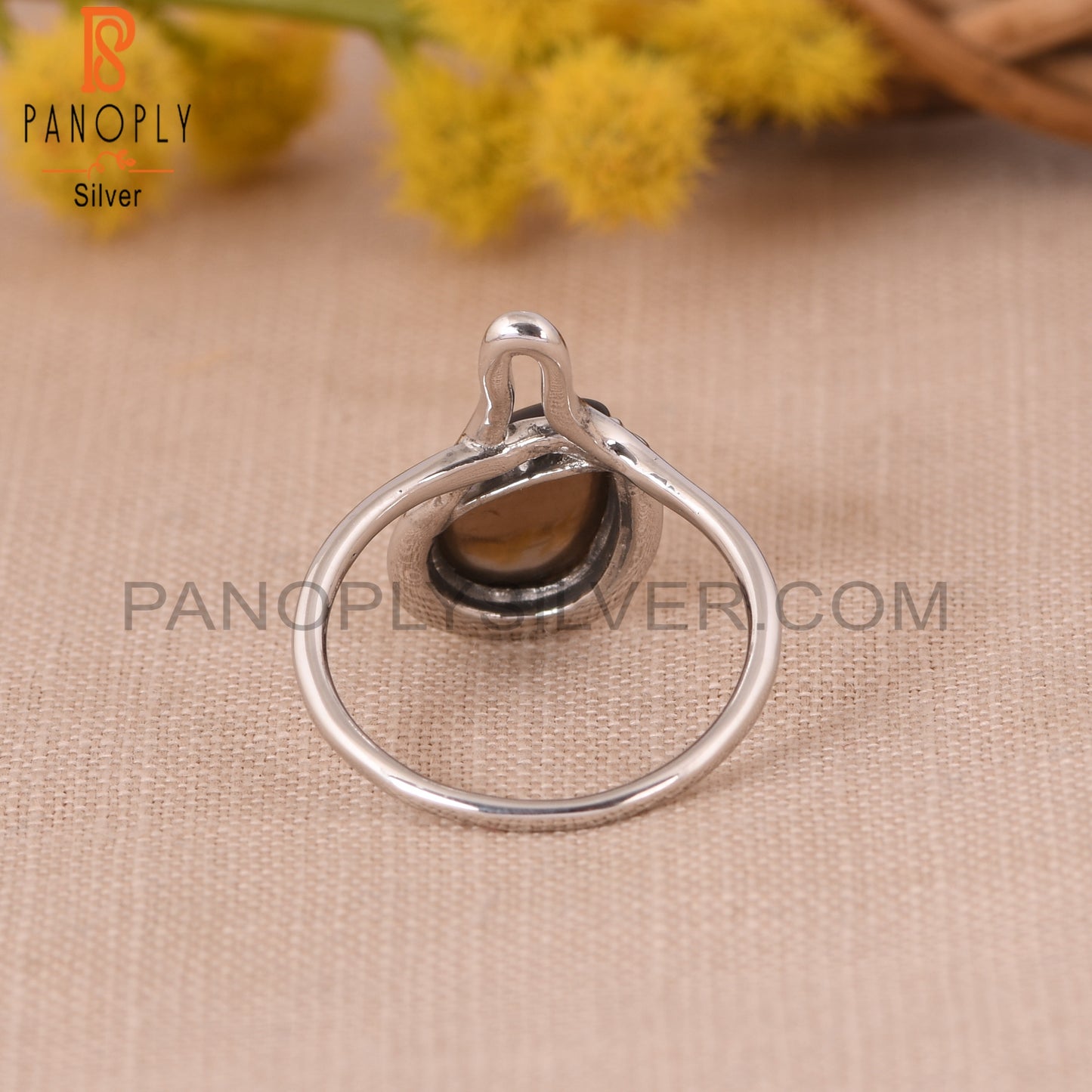 925 Silver Smoky Gemstone Rain Drop Ring Jewelry