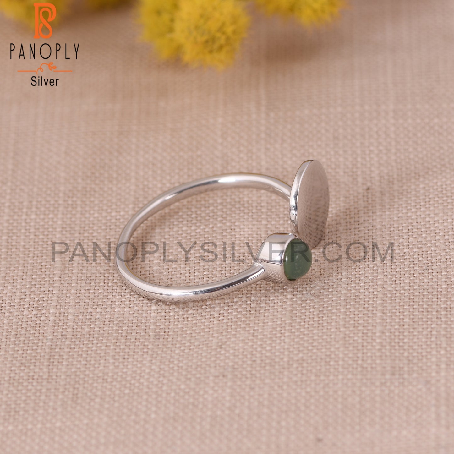 Adjustable 925 Silver Blue Chalcedony Circle Statement Rings