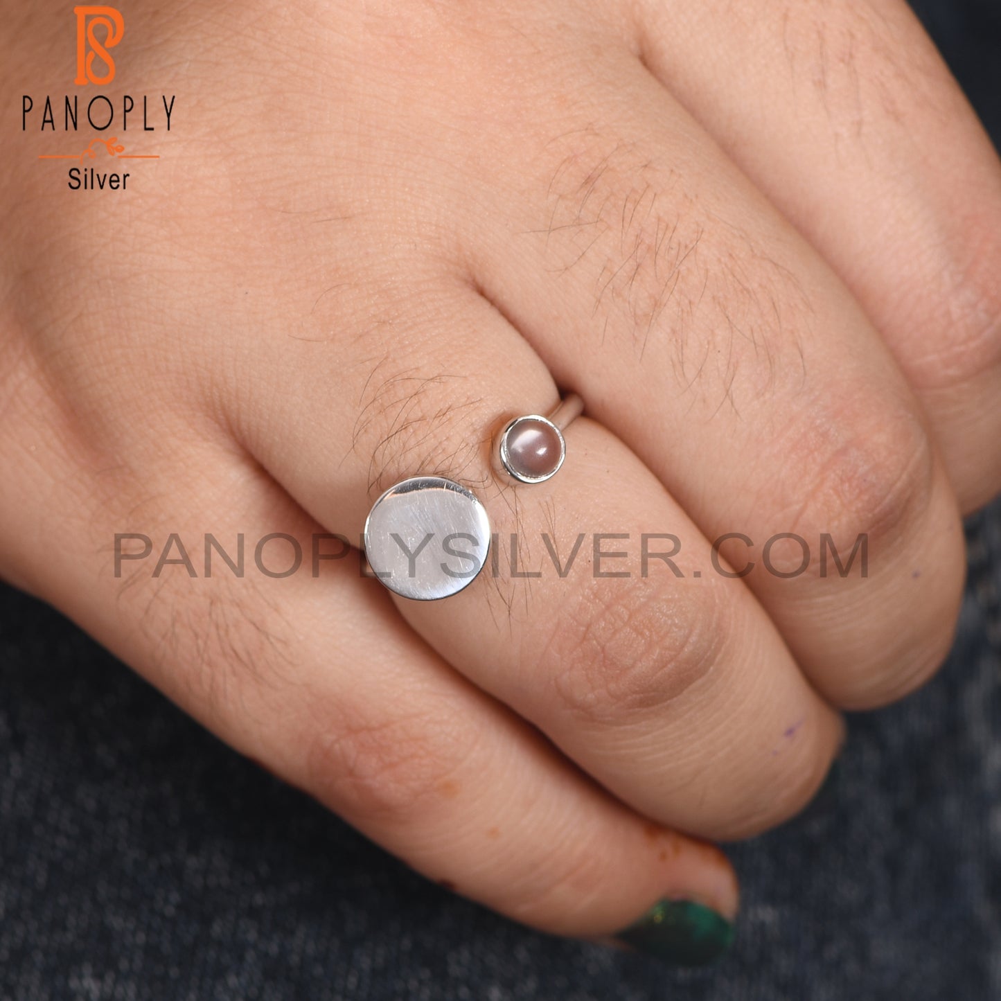 925 Silver Crystal Quartz Adjustable Rings Initial Jewelry