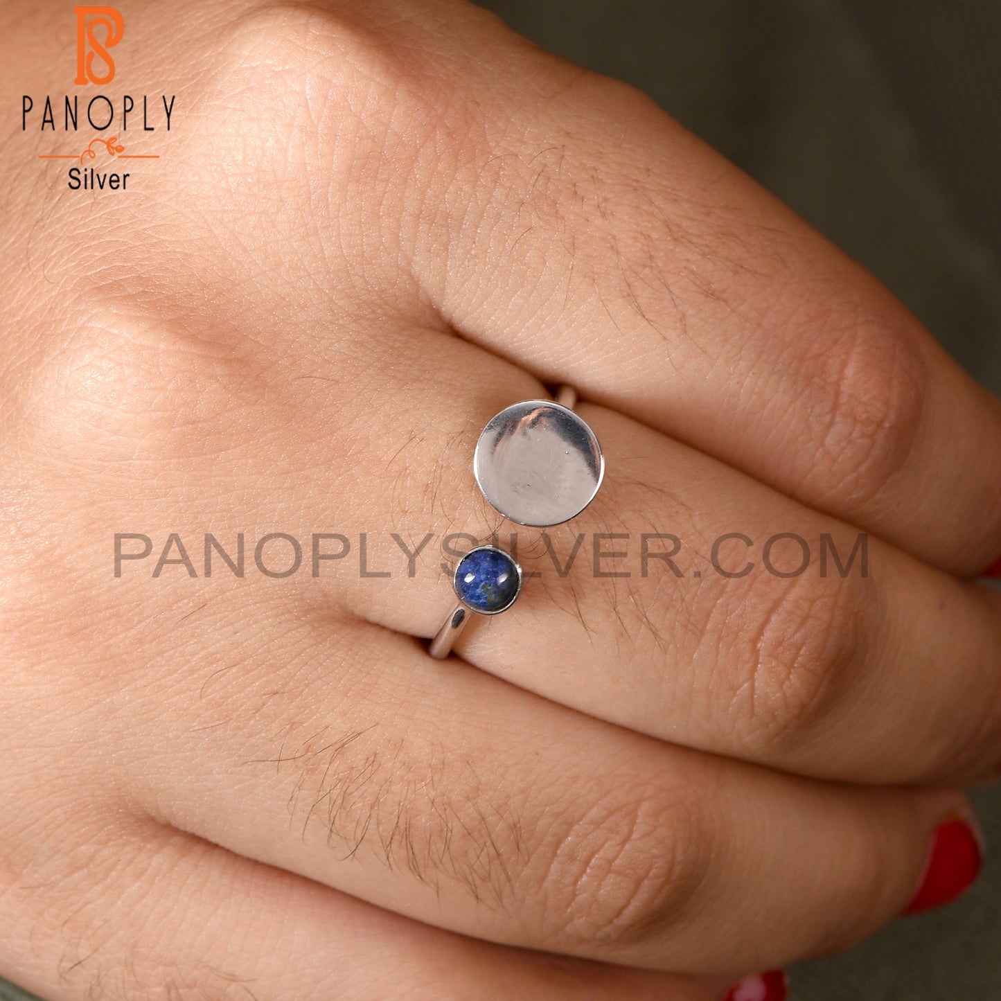 Lapis Lazuli 925 Sterling Silver Adjustable Pretty Minimalist Rings