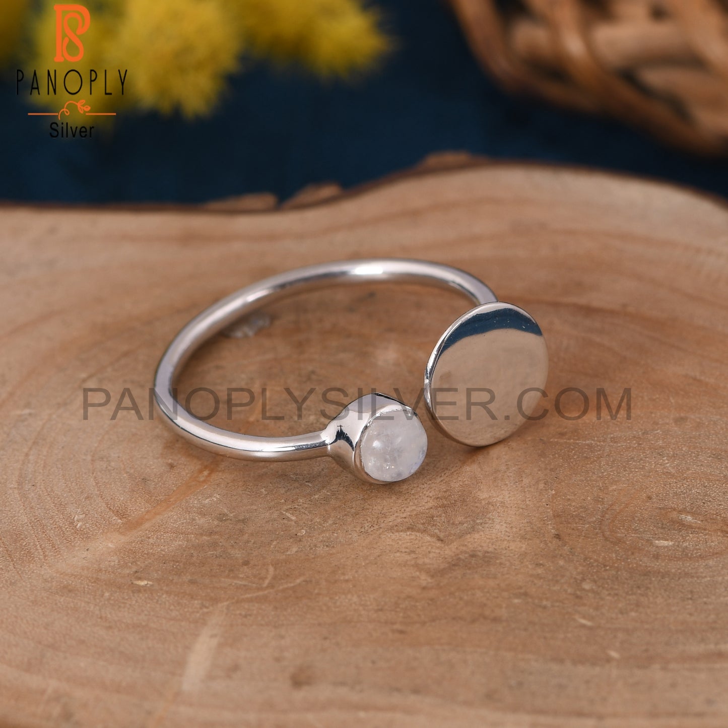 Rainbow Moonstone 925 Silver Custom Adjustable Rings