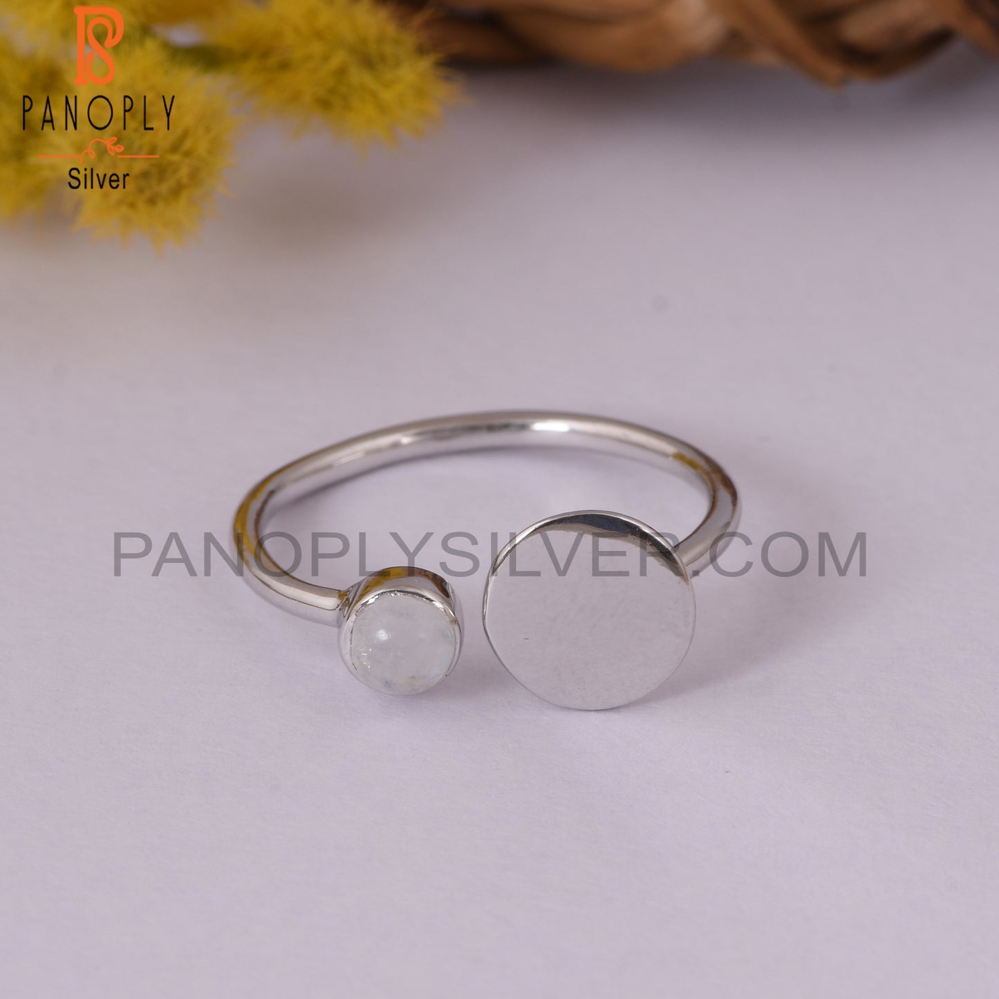 Rainbow Moonstone 925 Silver Custom Adjustable Rings