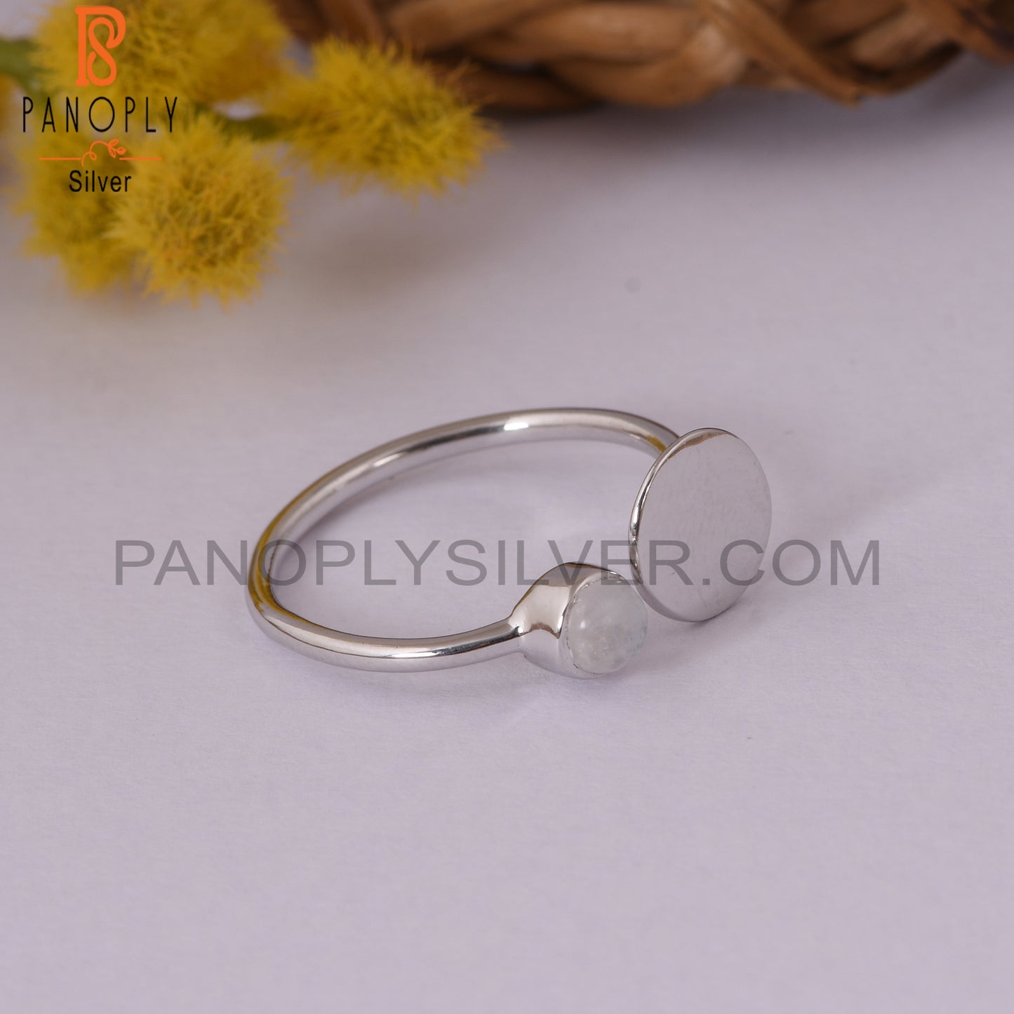 Rainbow Moonstone 925 Silver Custom Adjustable Rings