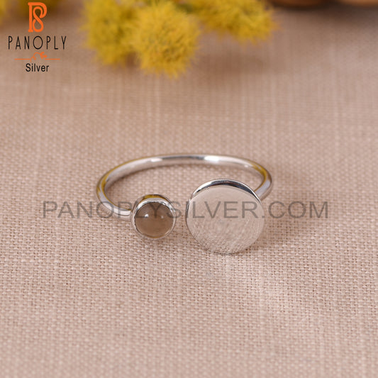 Nature Gem Smoky 925 Sterling Silver Adjustable Rings