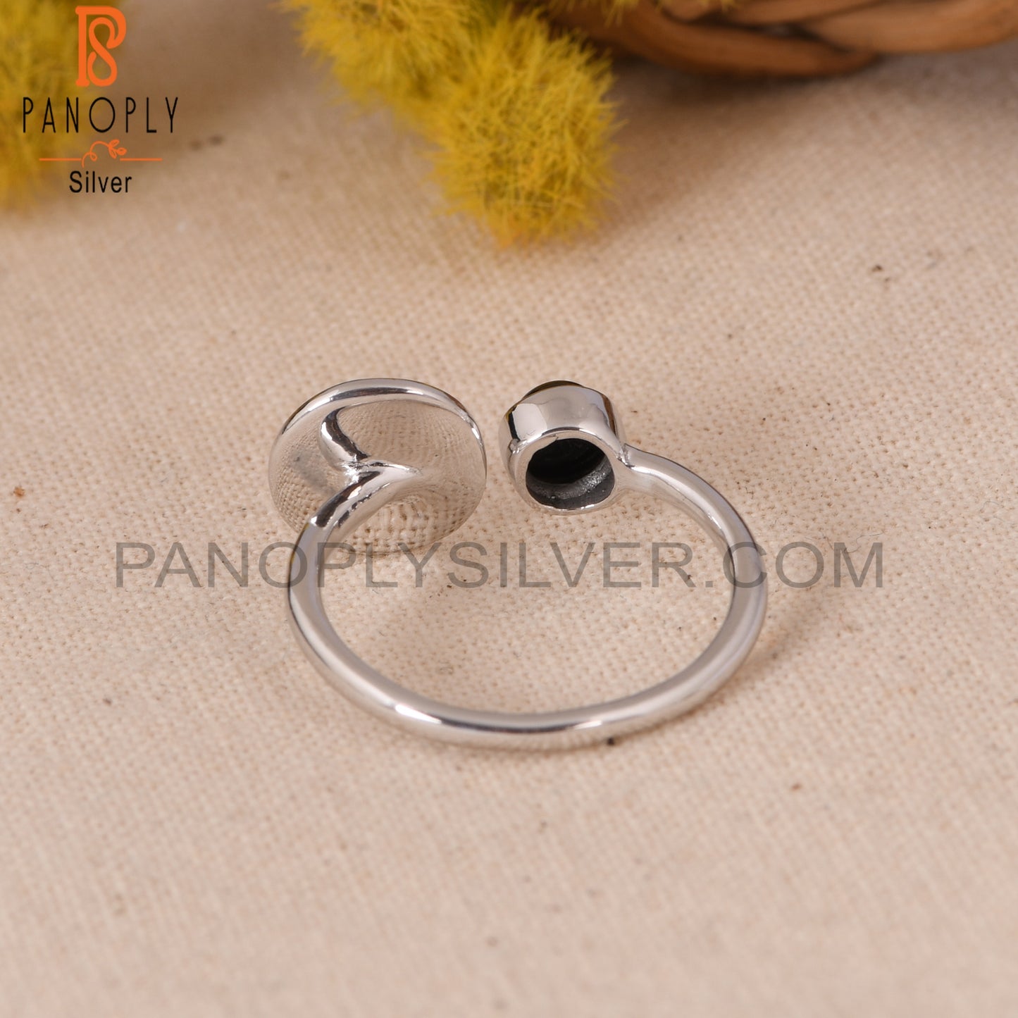 Black Onyx Gem 925 Sterling Silver Adjustable Black Stone Rings