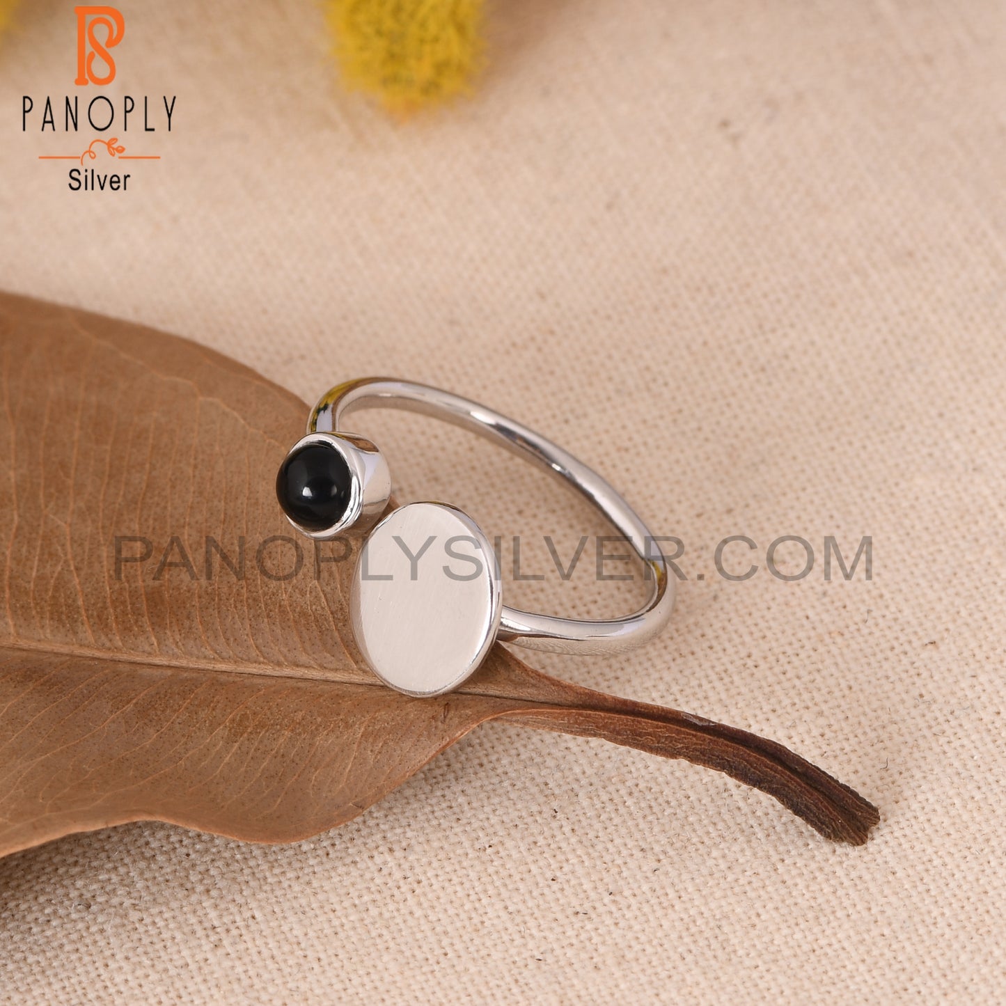 Black Onyx Gem 925 Sterling Silver Adjustable Black Stone Rings