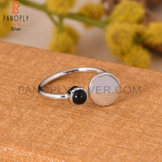 Black Onyx Gem 925 Sterling Silver Adjustable Black Stone Rings