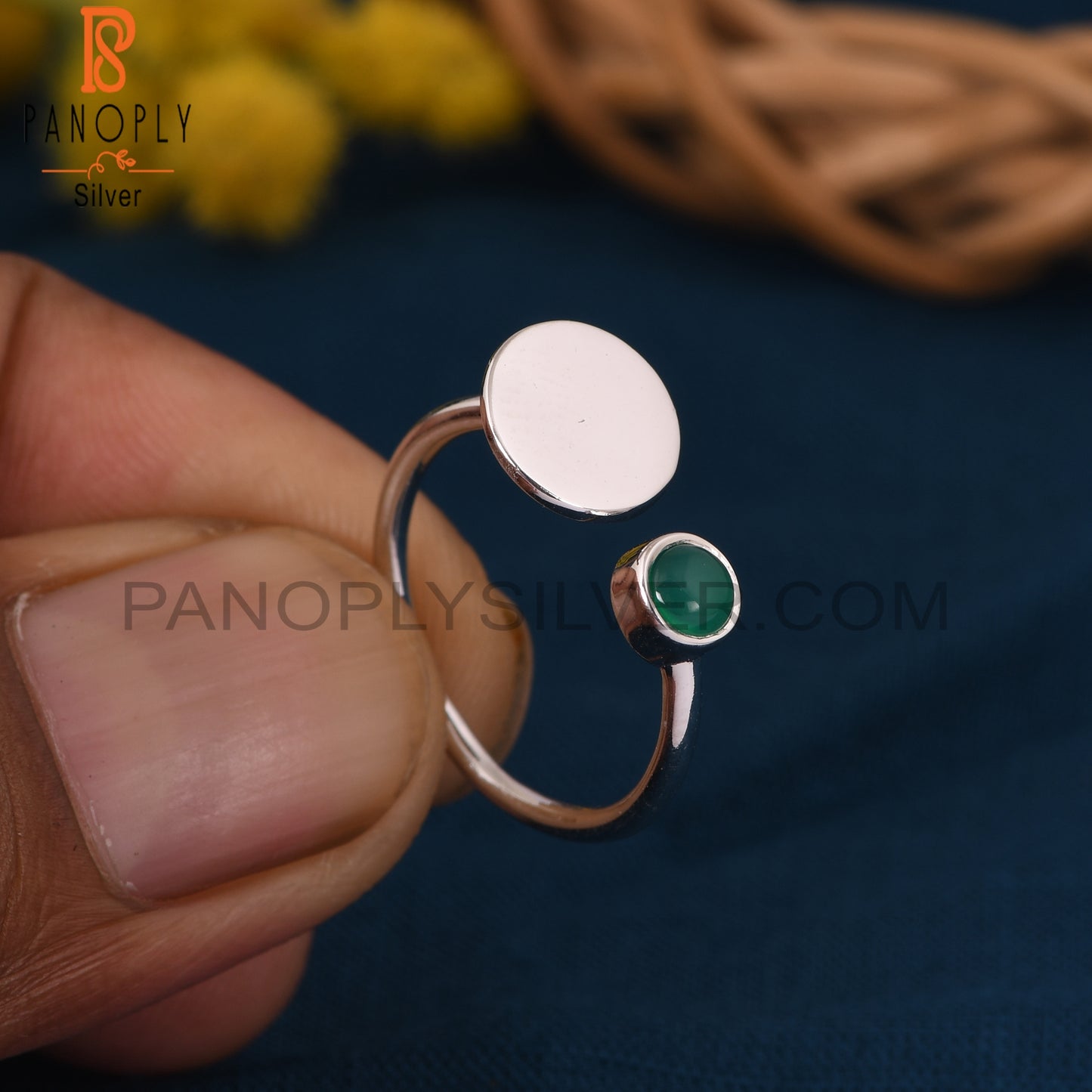Green Onyx Gem Handmade 925 Sterling Fine Silver Girls Rings