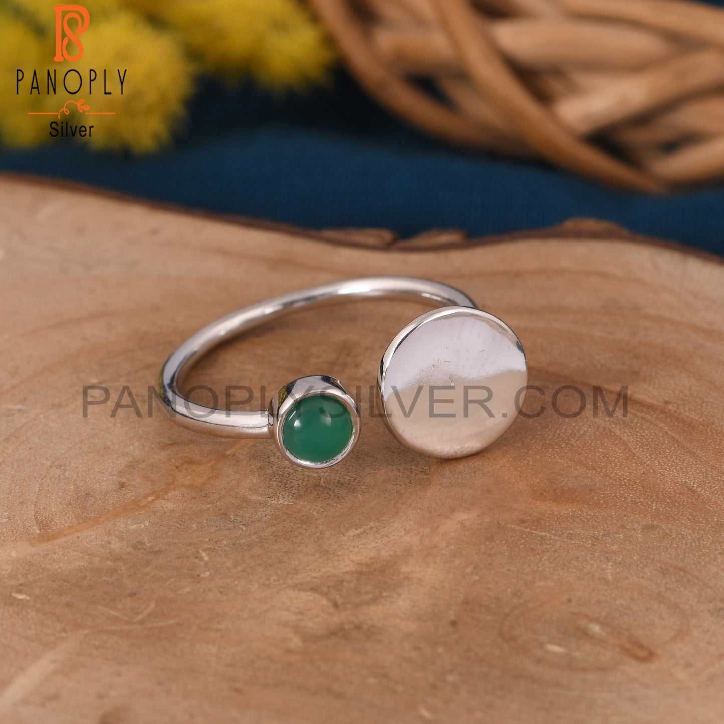 Green Onyx Gem Handmade 925 Sterling Fine Silver Girls Rings