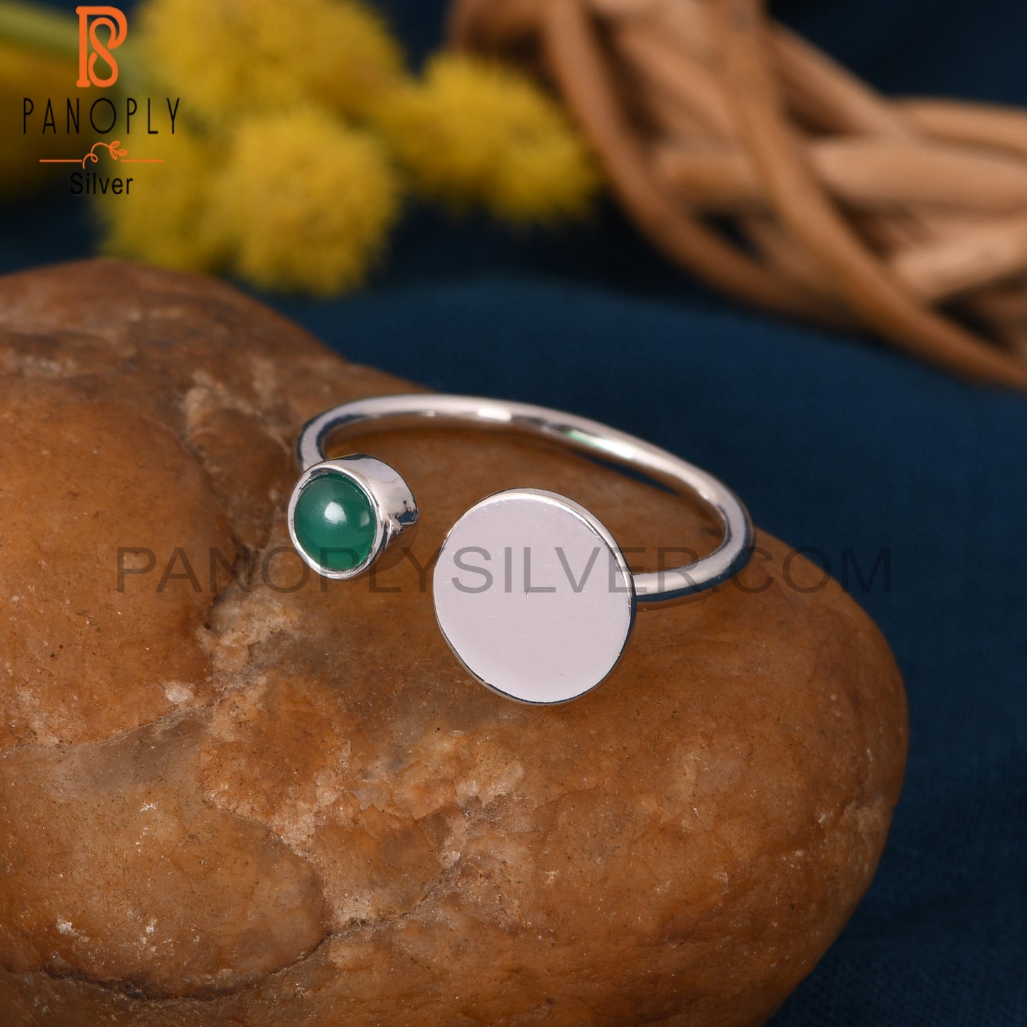 Green Onyx Gem Handmade 925 Sterling Fine Silver Girls Rings