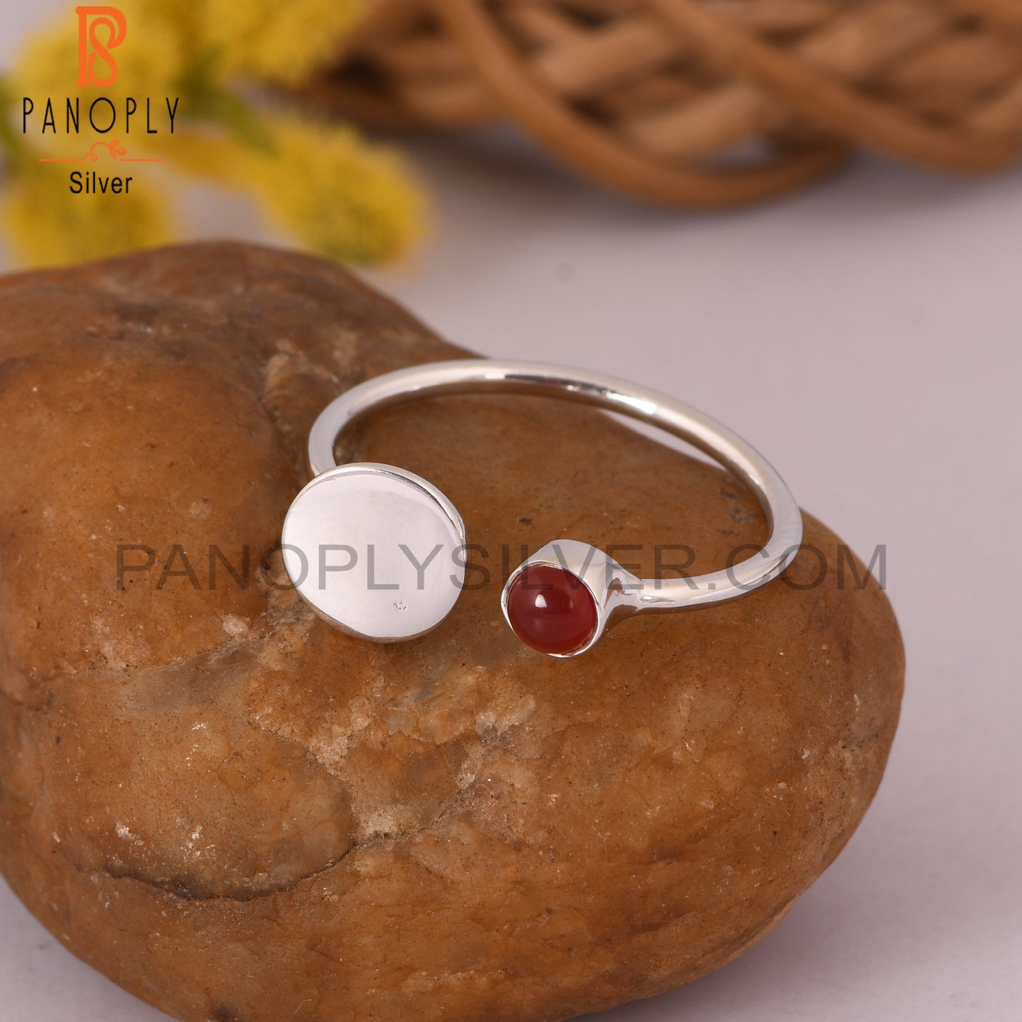 Red Onyx Gem Fine 925 Sterling Silver Promise Rings