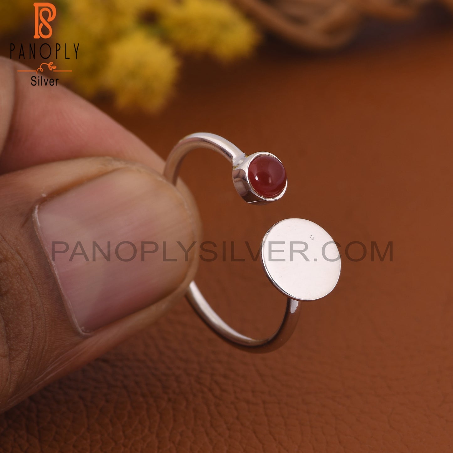 Red Onyx Gem Fine 925 Sterling Silver Promise Rings